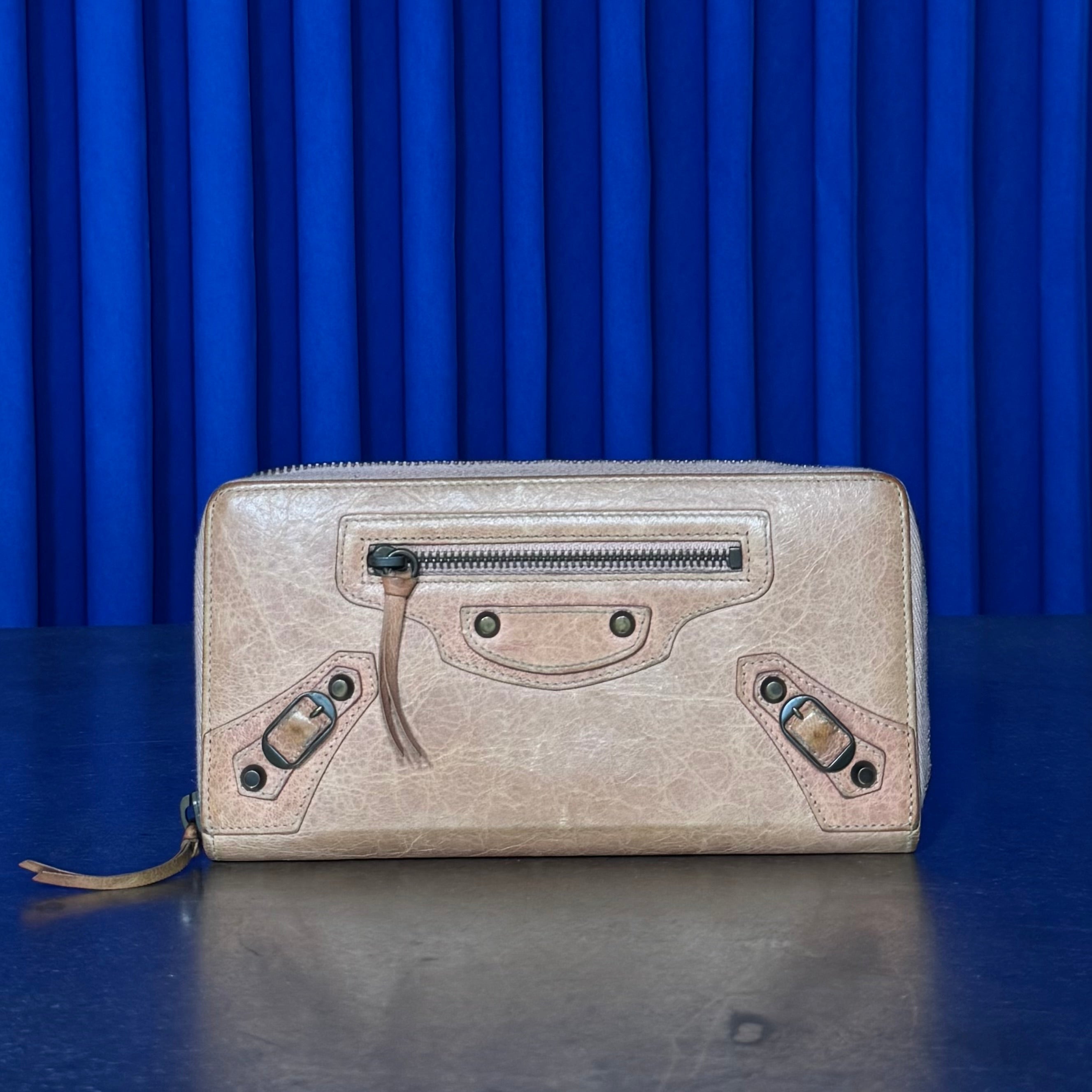 BALENCIAGA AGNEAU ROSE GOLD LONG WALLET
