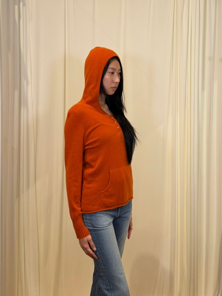 Vertical Design Orange Cashmere Sweater Hoodie