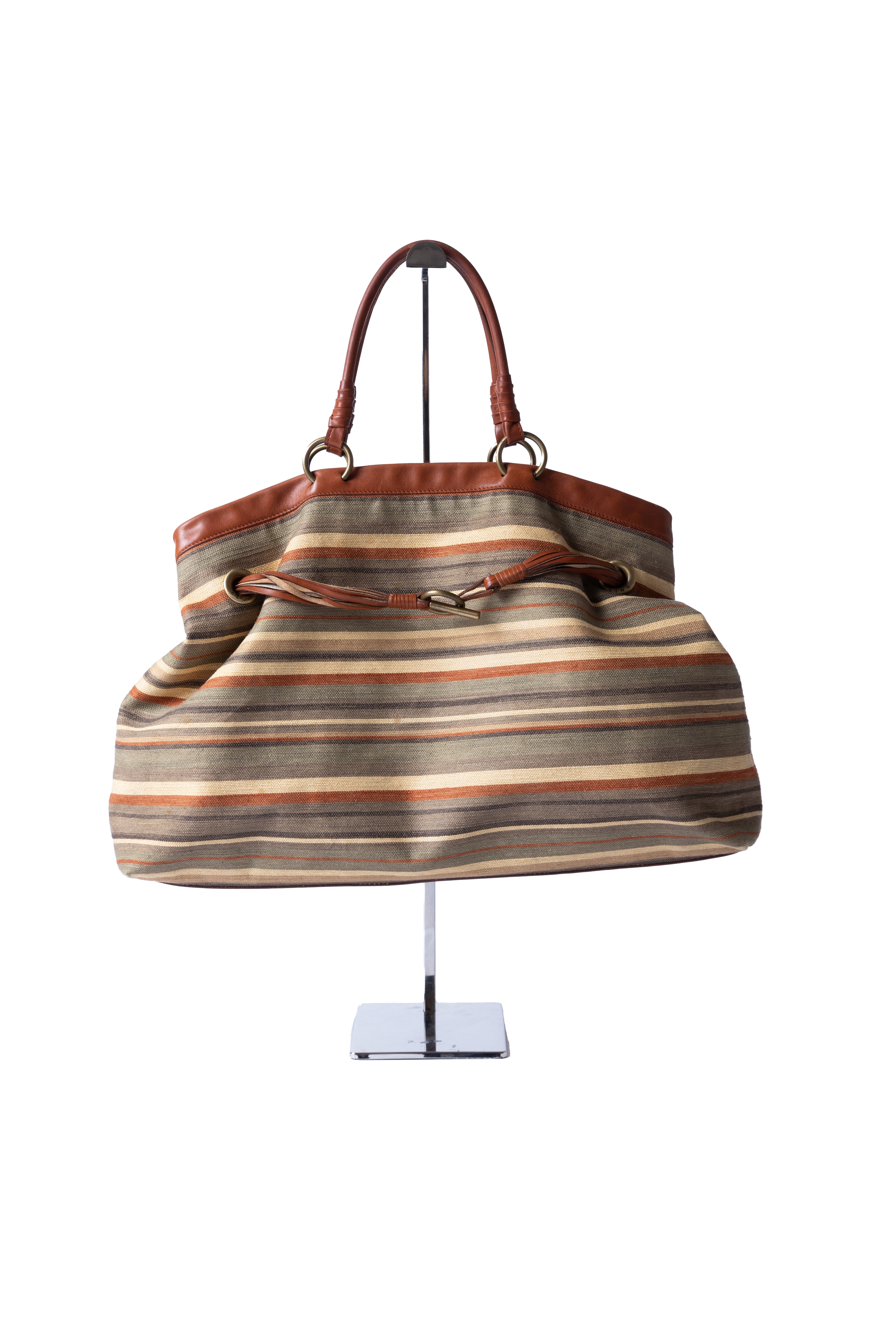 Triomphe Striped Canvas Tote