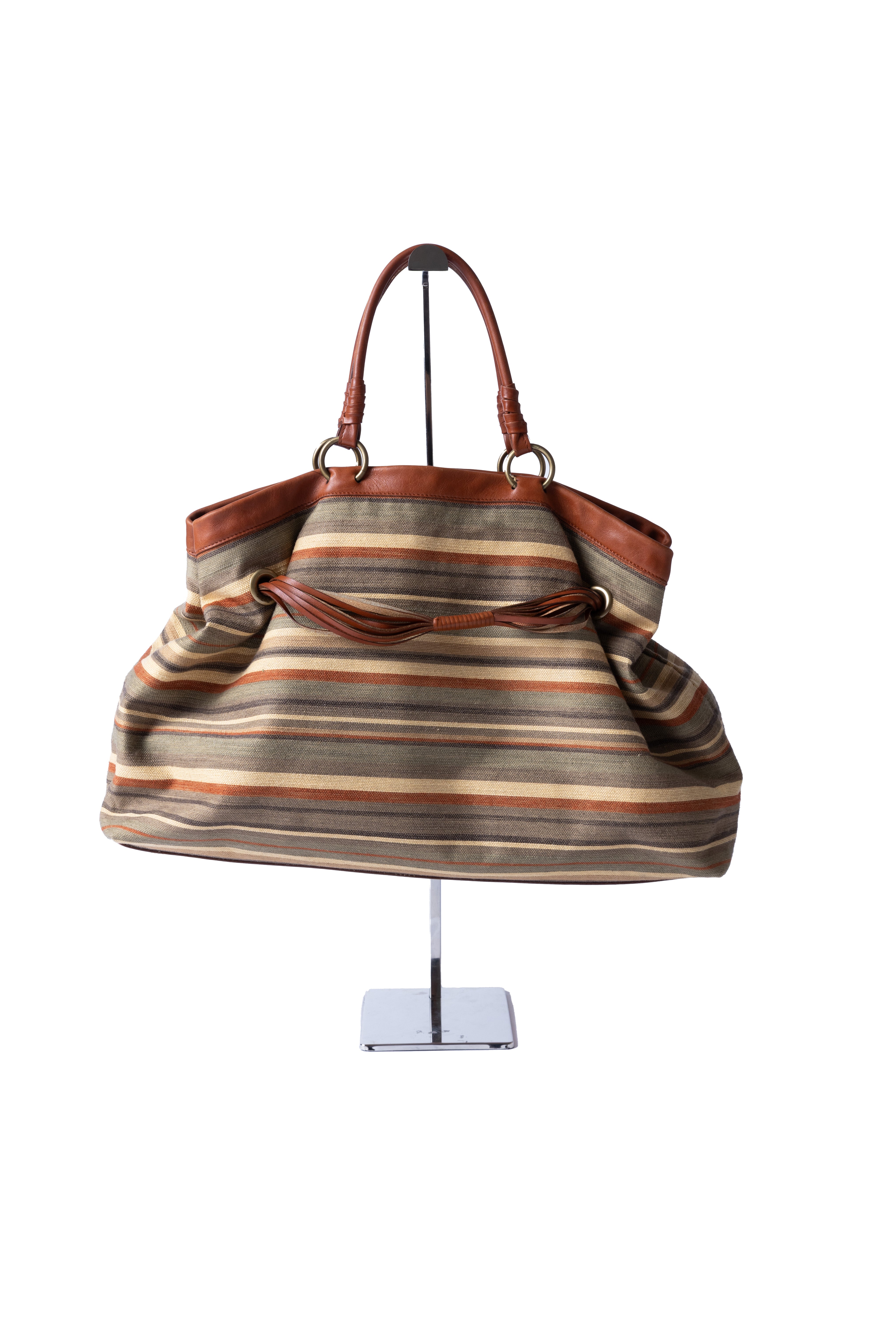 Triomphe Striped Canvas Tote