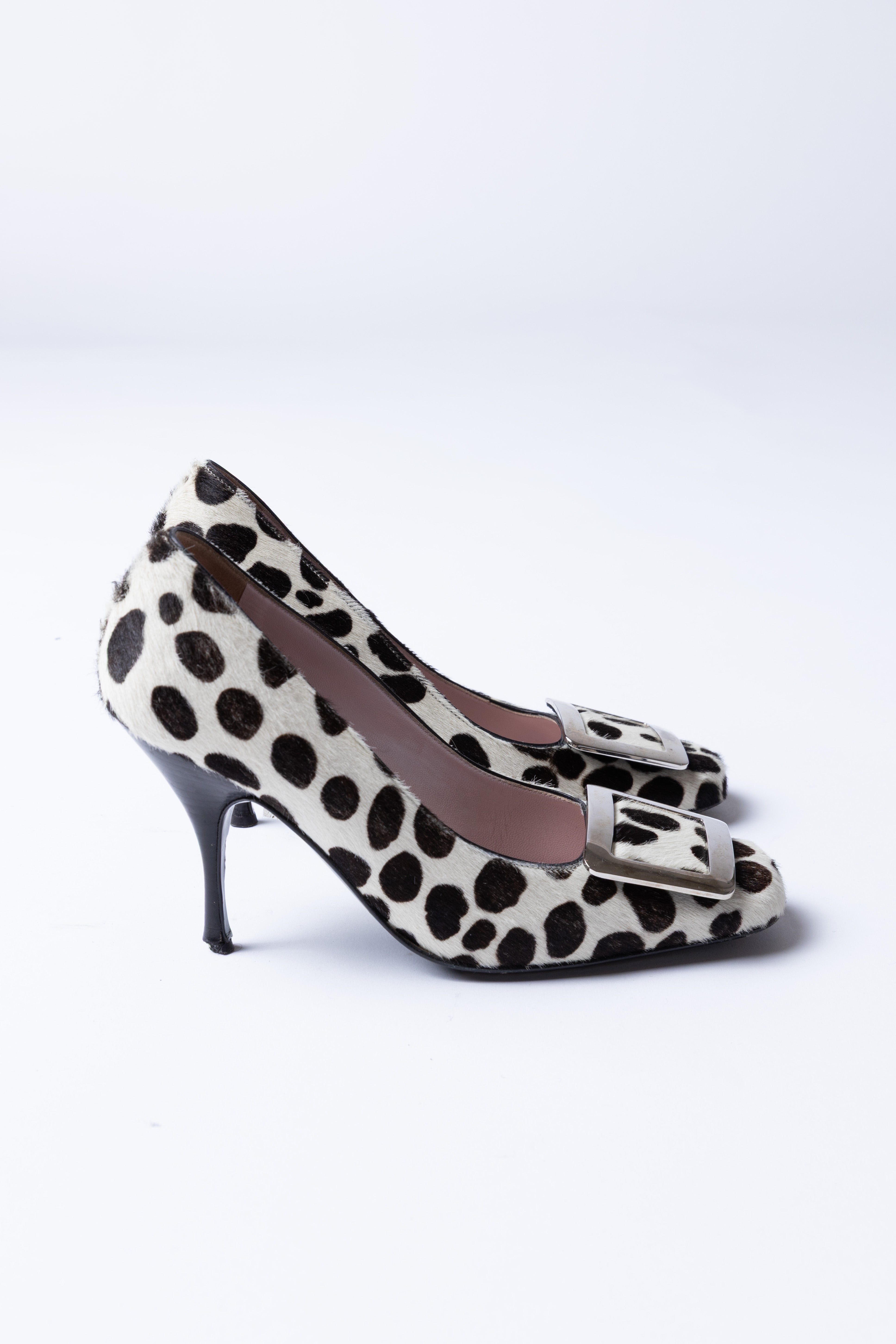 Blahnik Dalmatian Print Pointed-Toe Kitten Heel Pumps