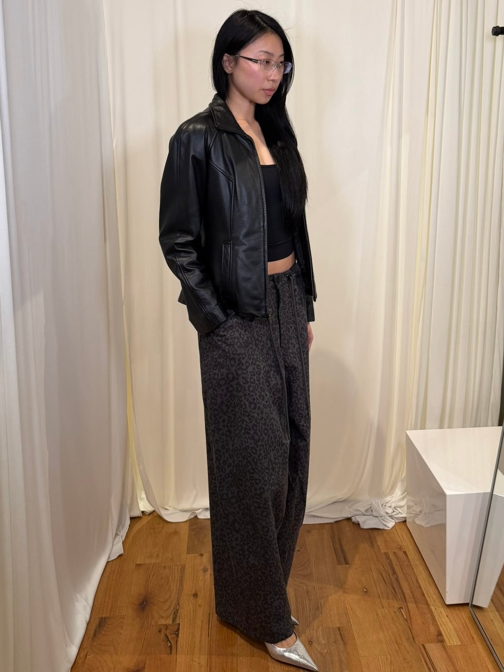 Free Market Roof Cheetah Print Wide Pants