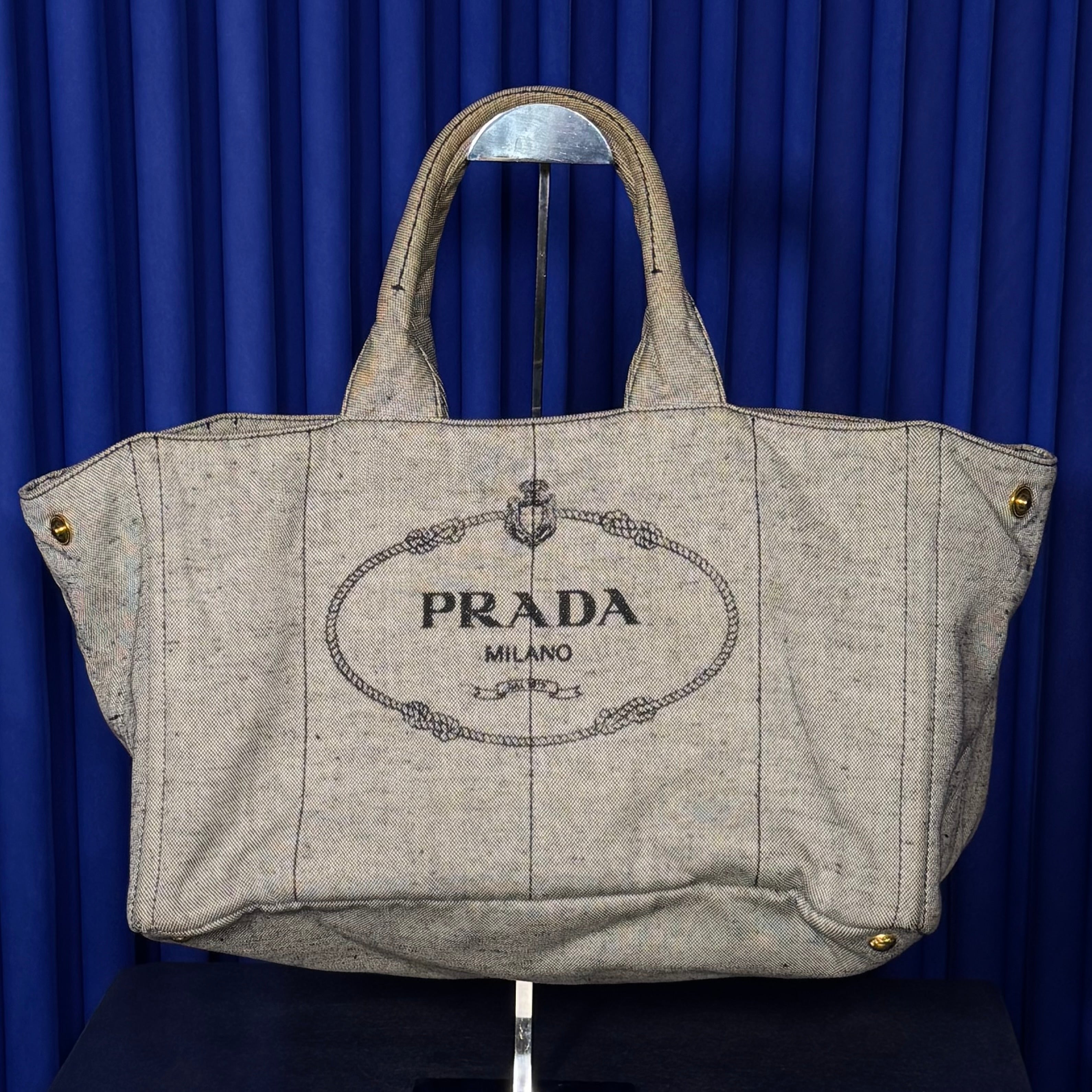 PRADA CANAPA DENIM TOTE BAG