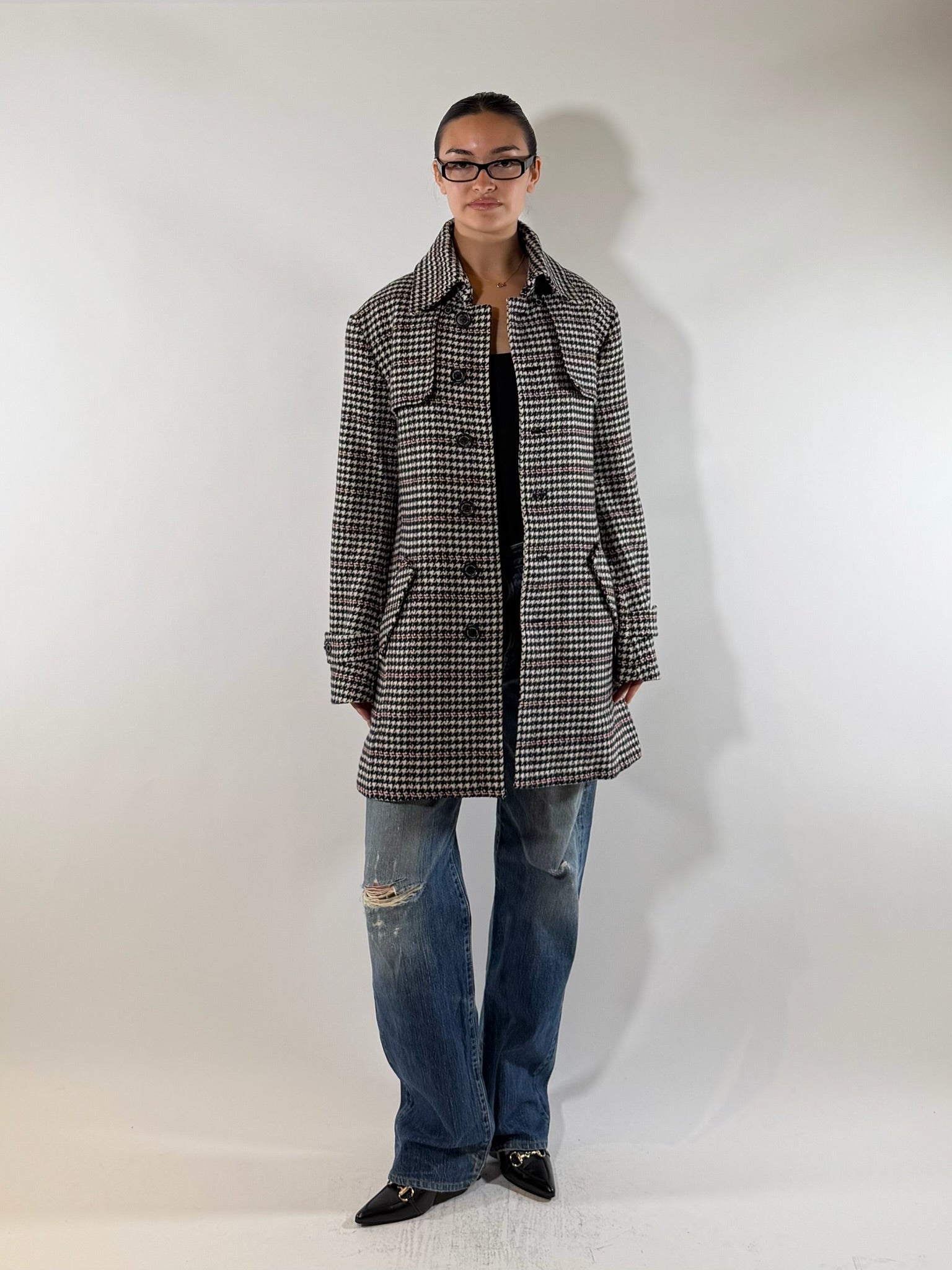 Morgan Homme Houndstooth Belted Coat