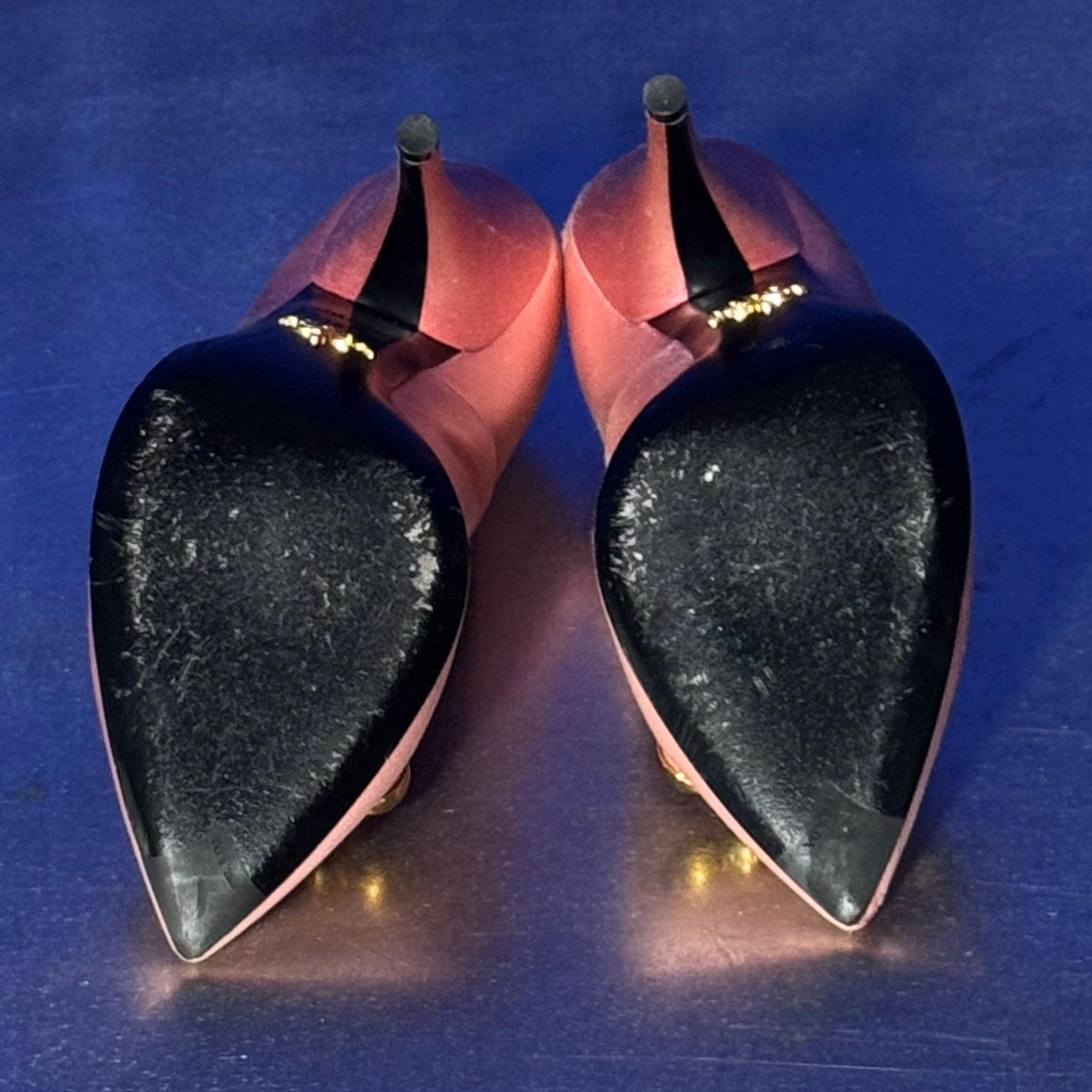 PRADA SATIN STUDDED PUMPS