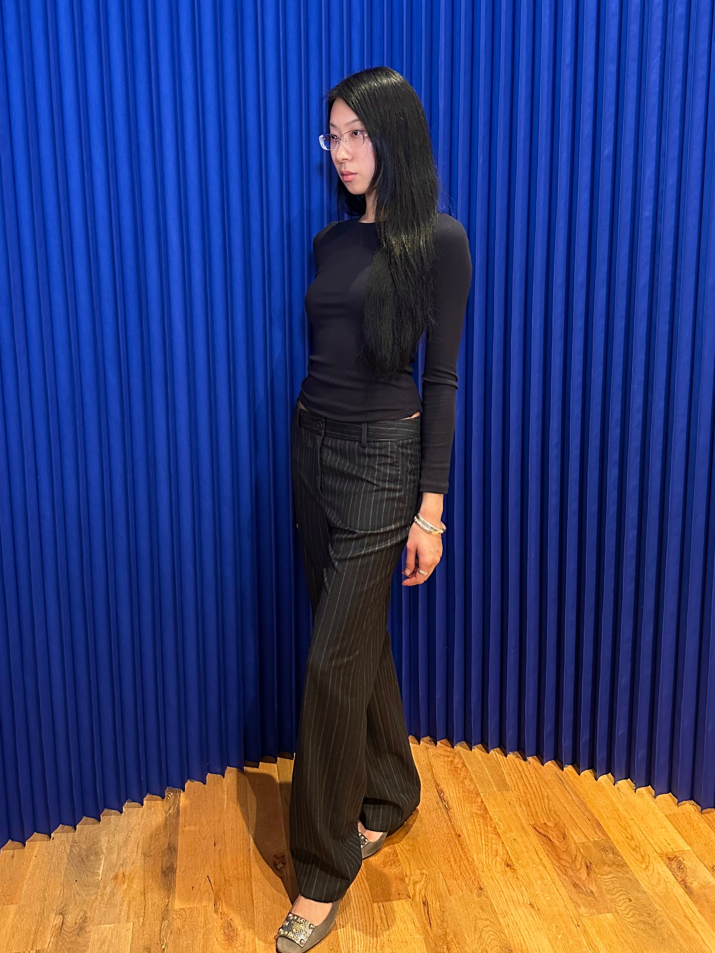 YSL RIVE GAUCHE WOOL STRIPED PANT