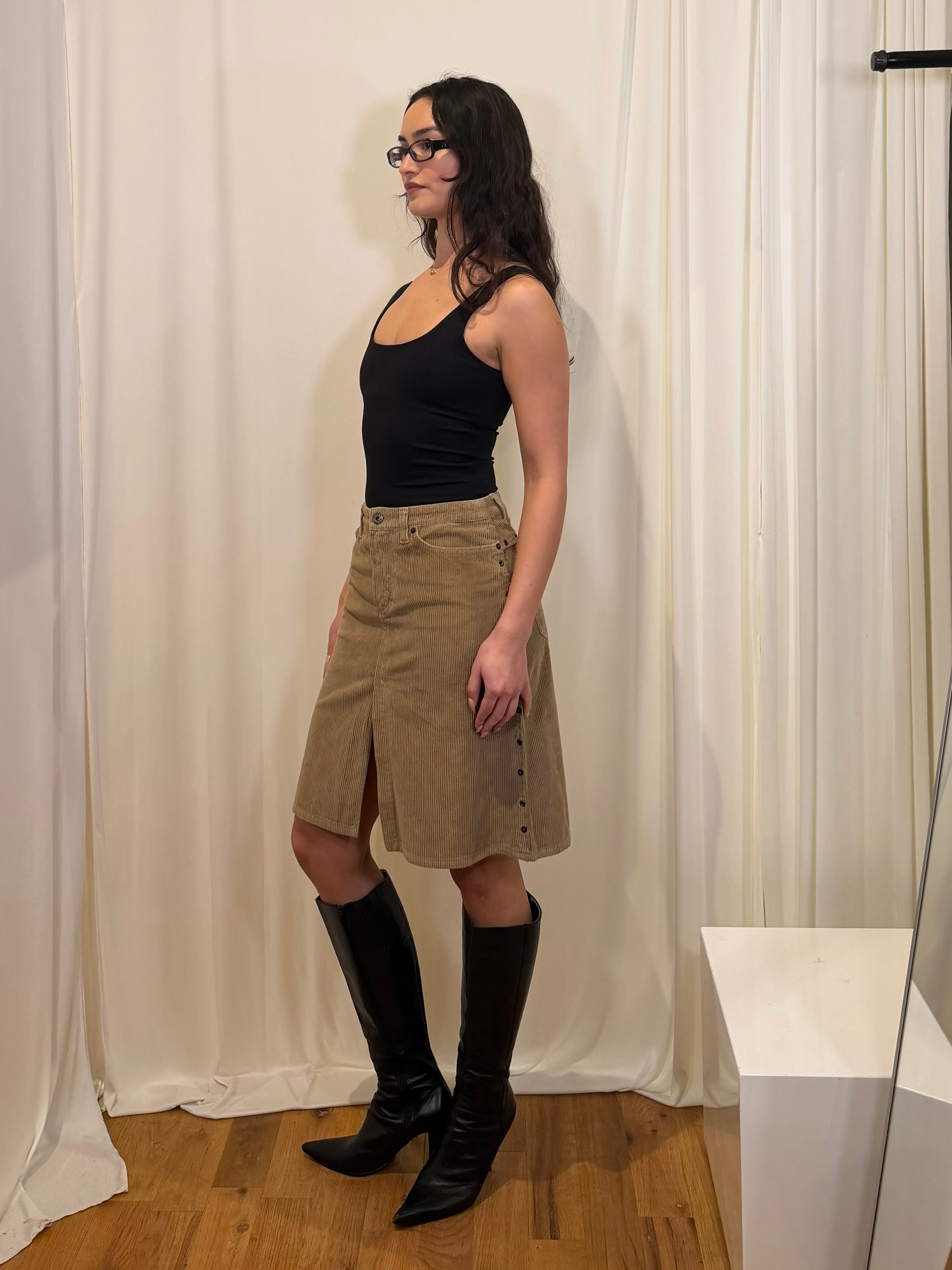 DOLCE & GABANNA CORDUROY MIDI SKIRT