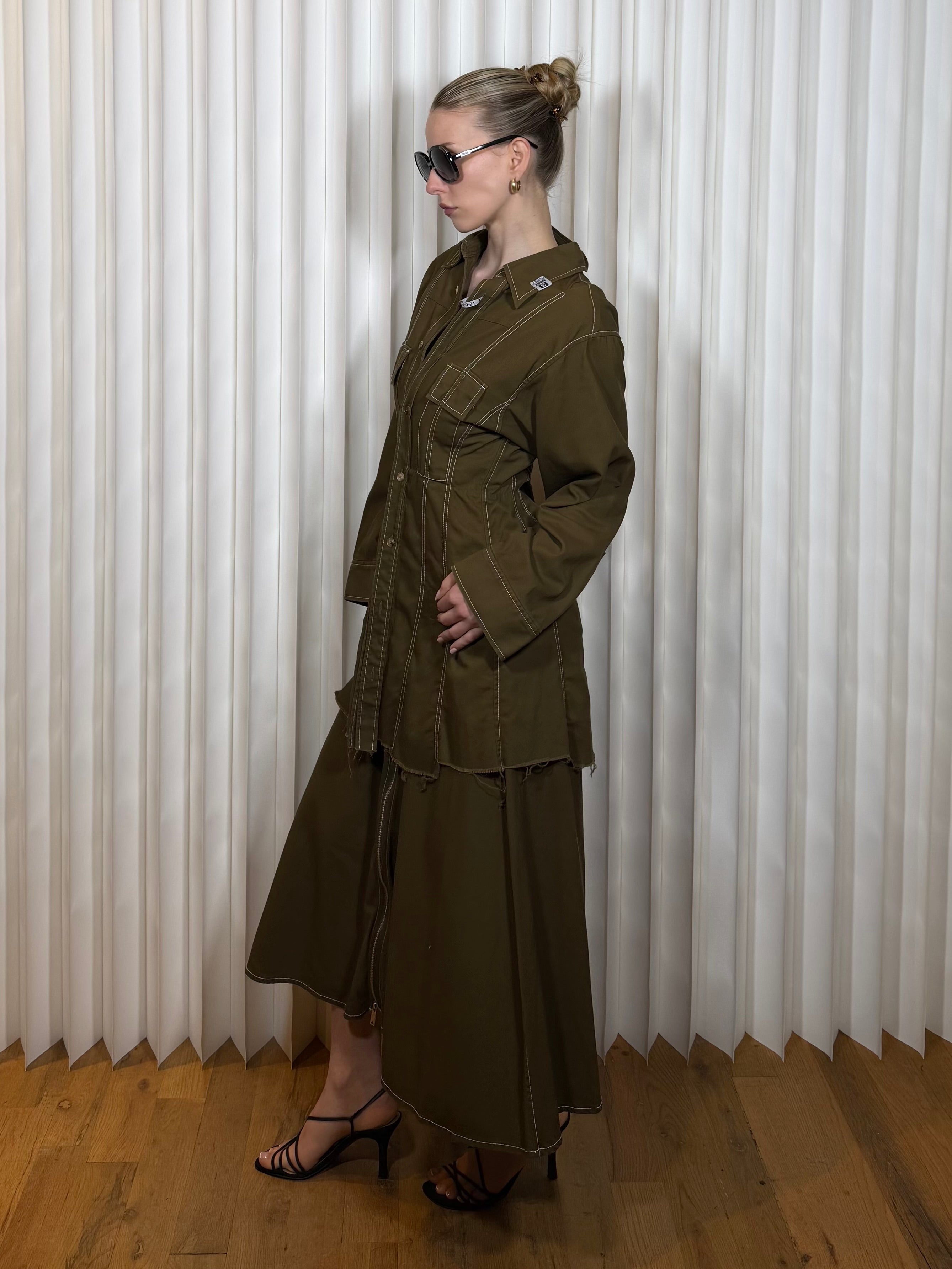 Maison Mihara Yasuhiro Double Layered Olive L/S Dress