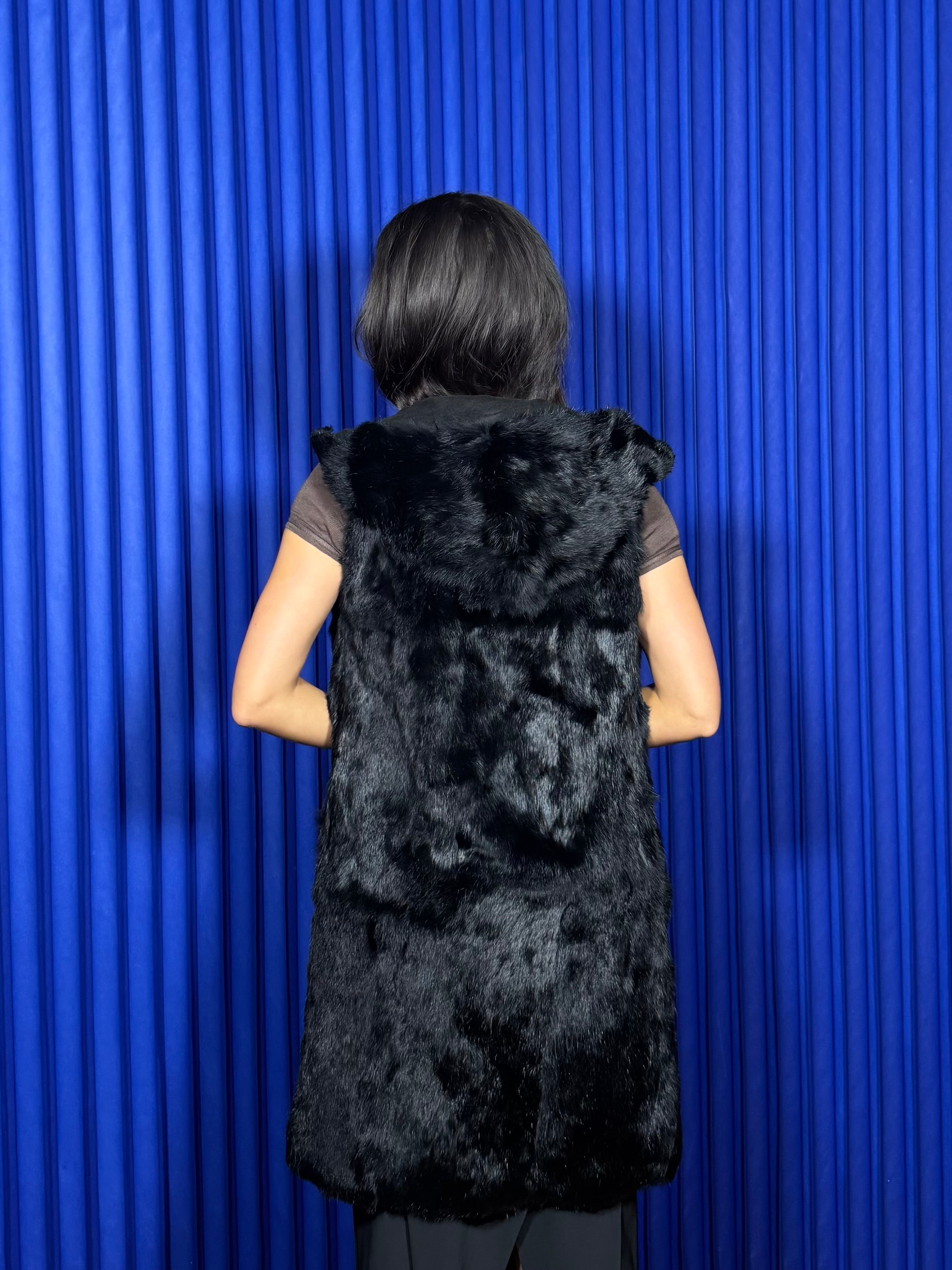 Wufunaozi Rabbit Fur Vest ‘Black’