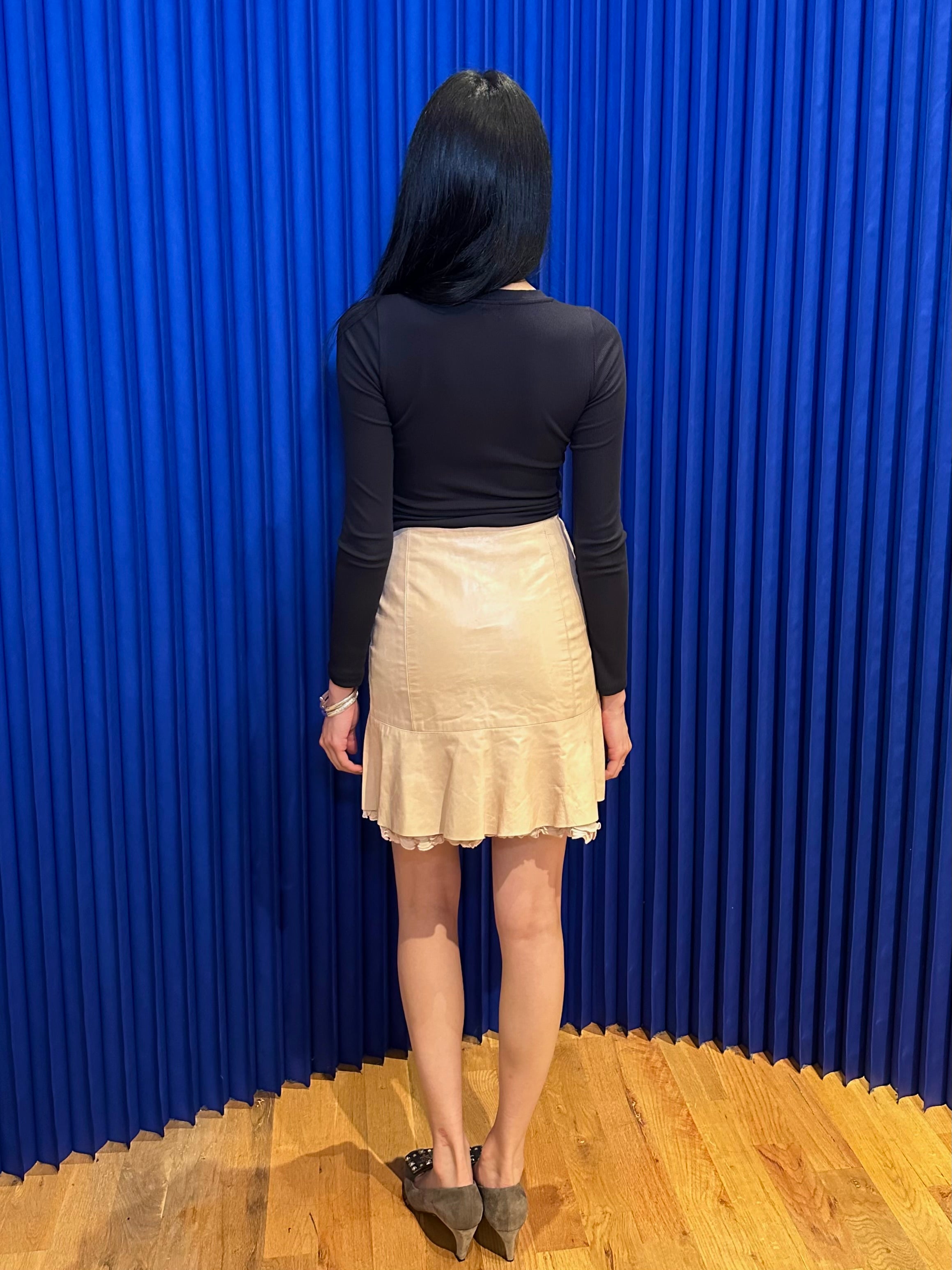 Rebecca Taylor Blush Leather Skirt