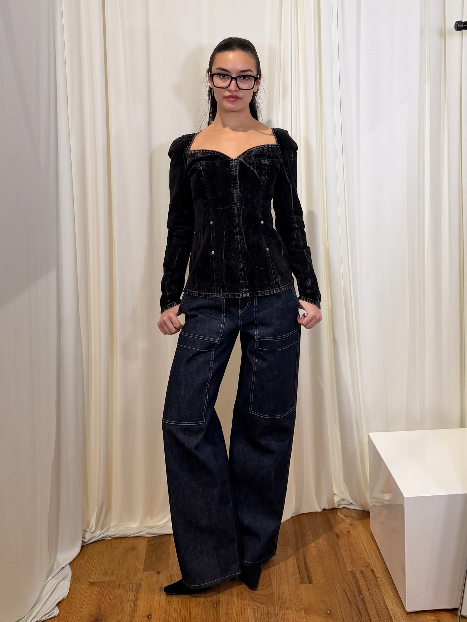 STELLA MCCARTNEY V-NECK DENIM TOP