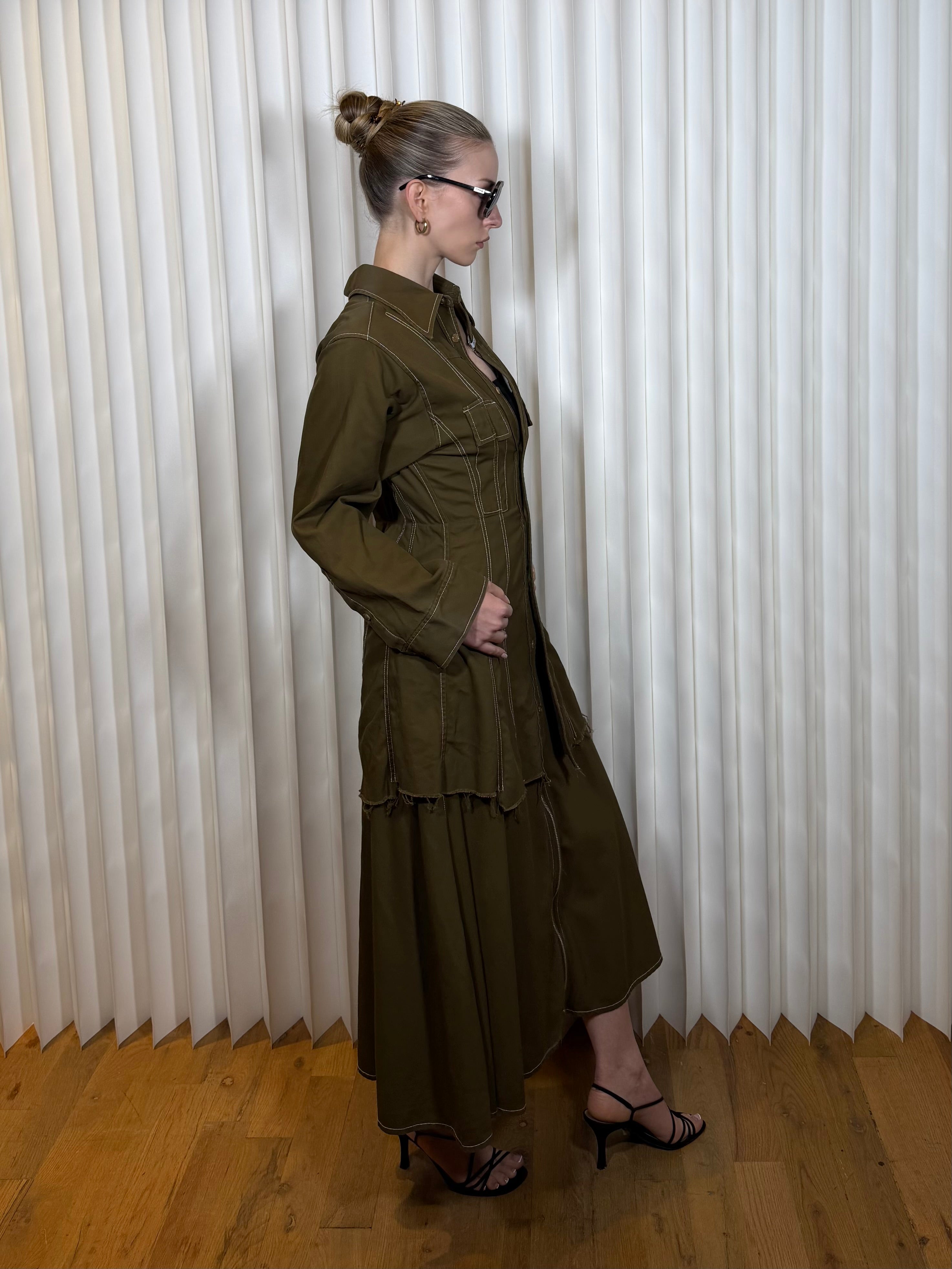 Maison Mihara Yasuhiro Double Layered Olive L/S Dress