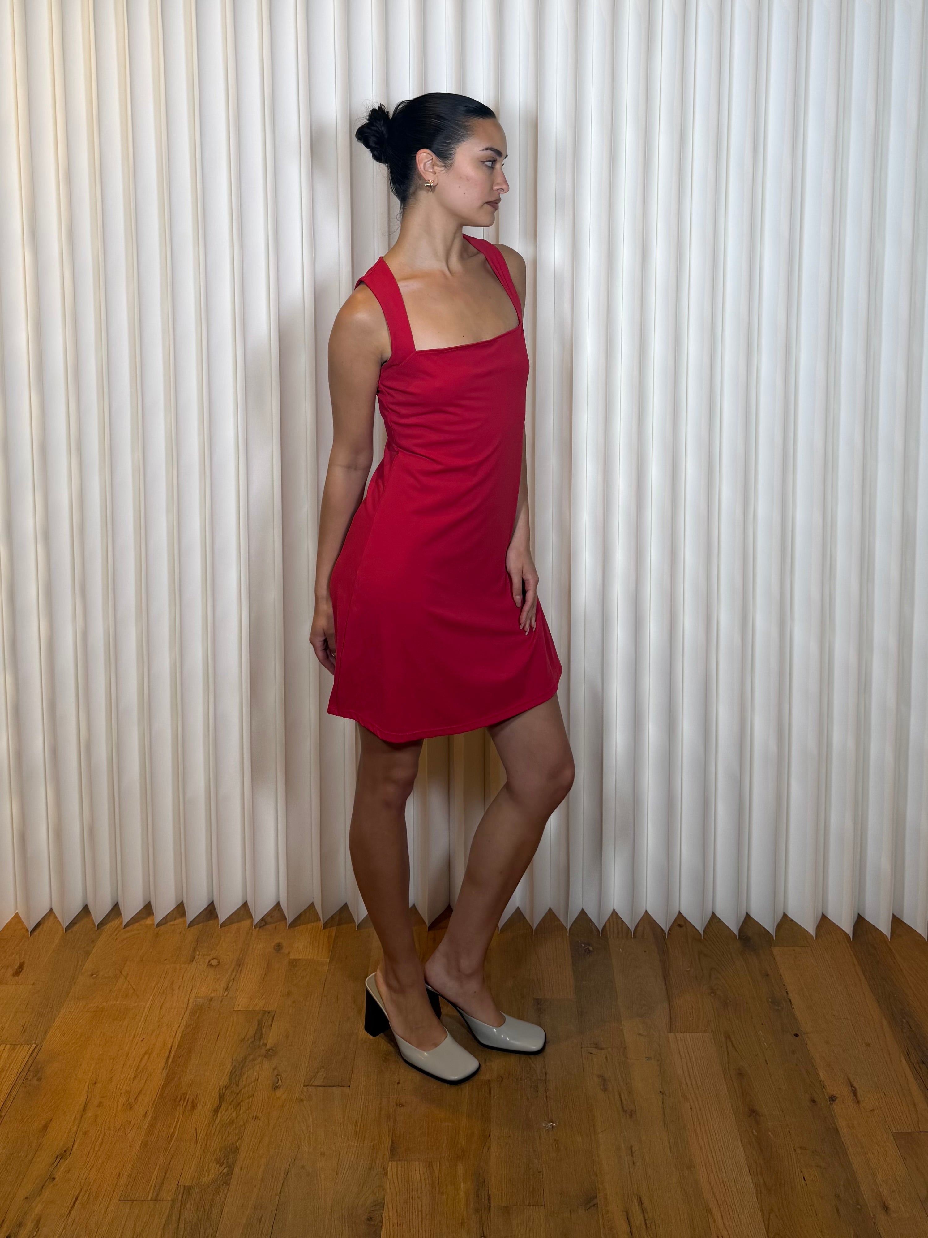 Qinsen Red Mini Dress