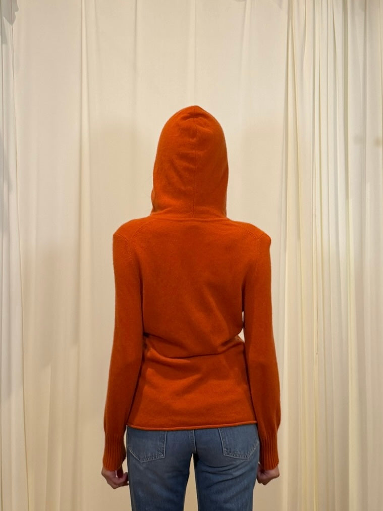 Vertical Design Orange Cashmere Sweater Hoodie