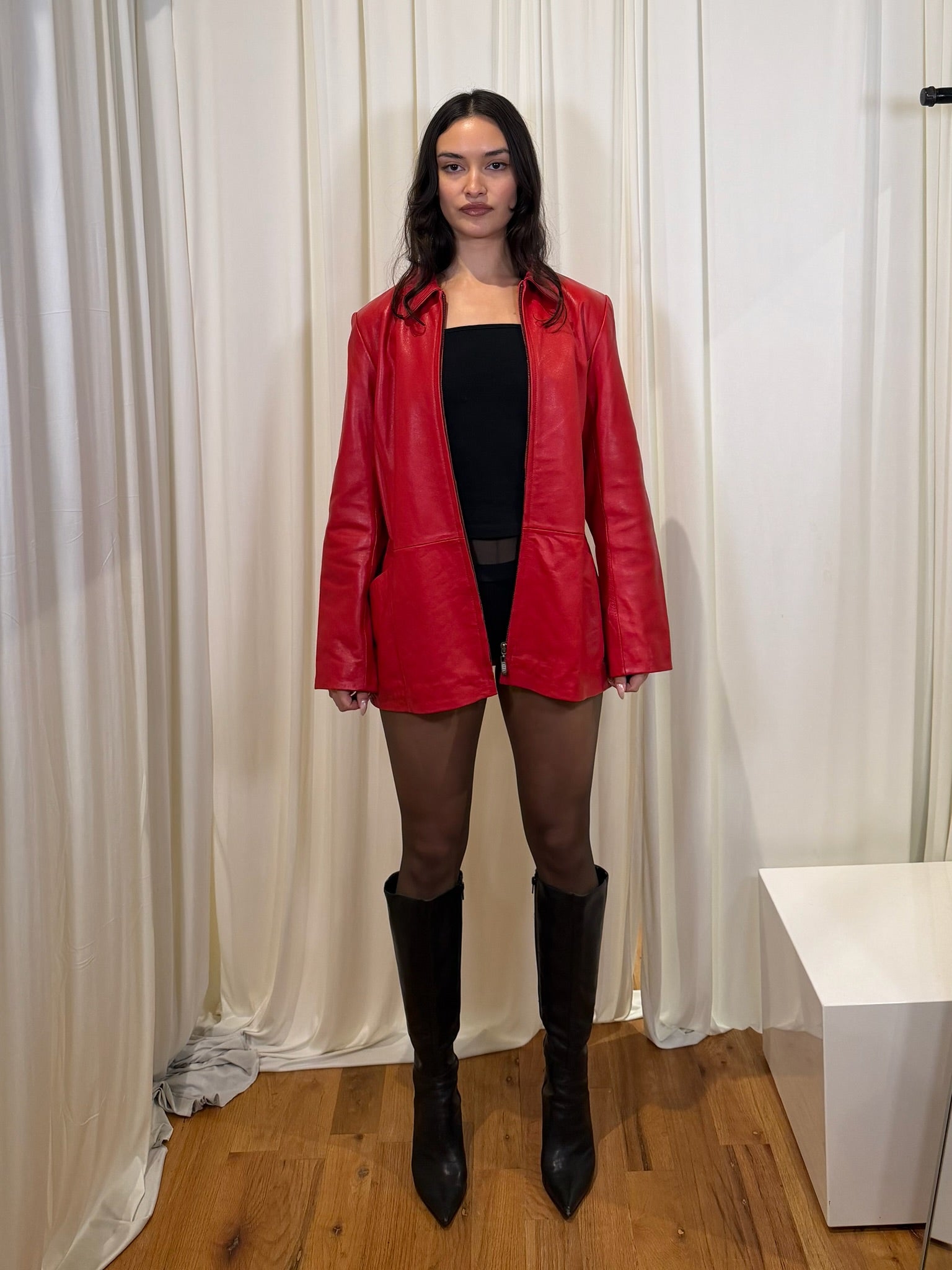 Alfani Red Leather Jacket