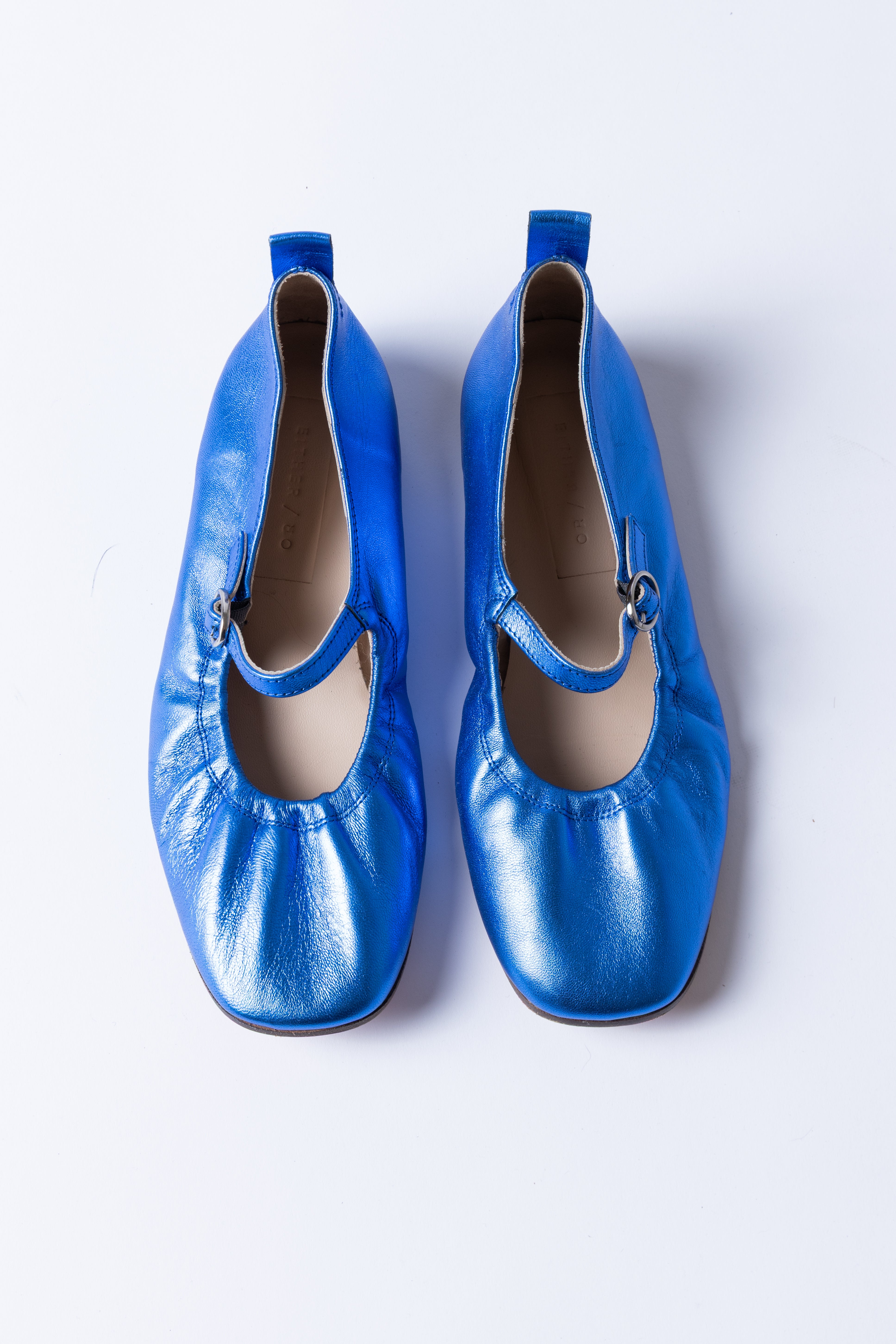 Blue Metallic Mary Jane Ballet Flats