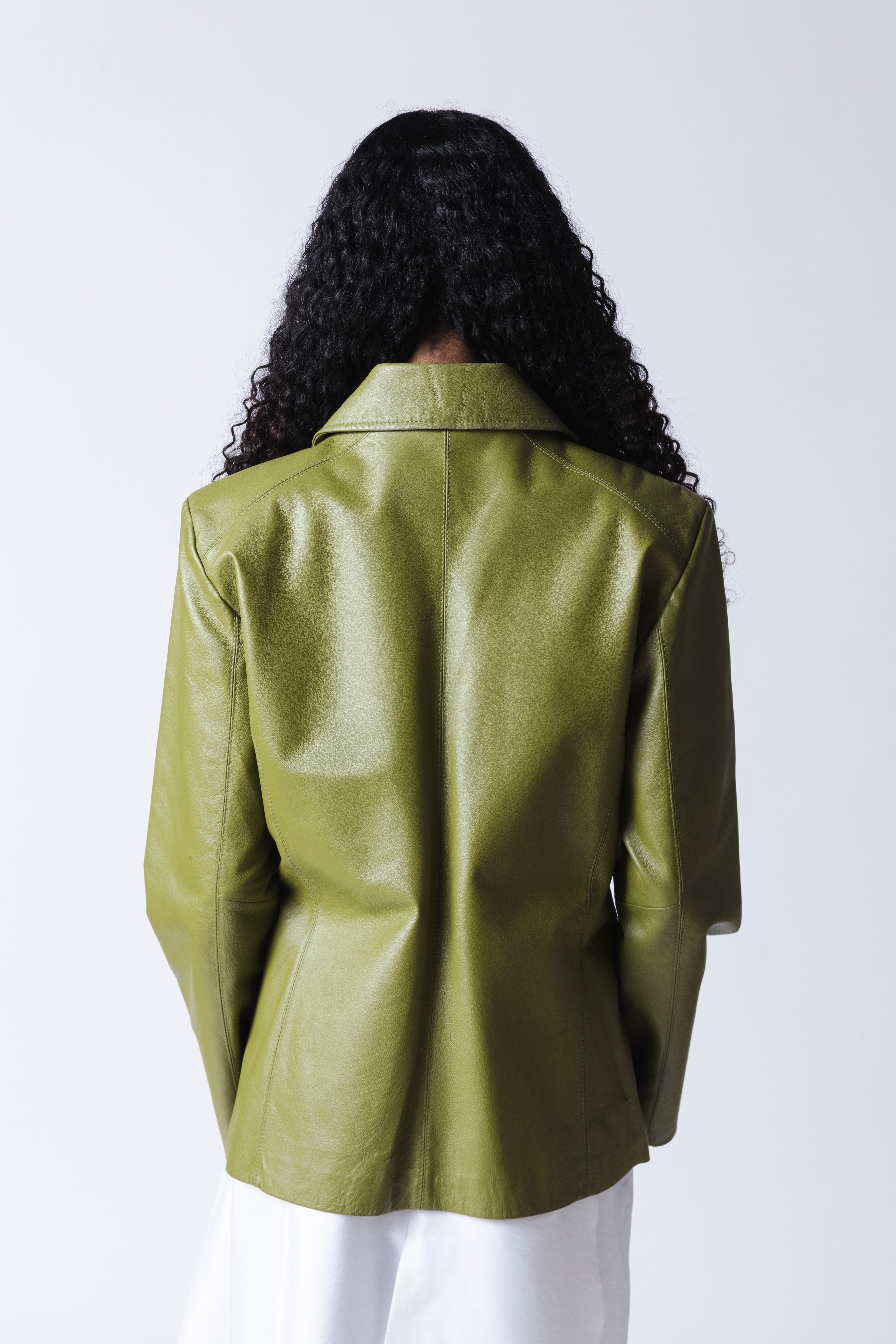 Verdant Field Collared Leather Jacket
