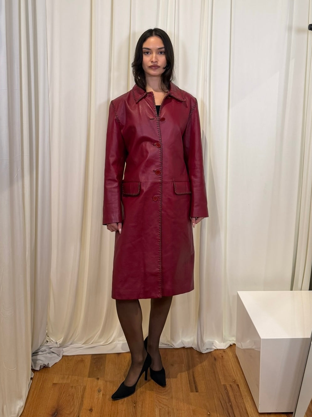 Bagatelle Red Leather Coat