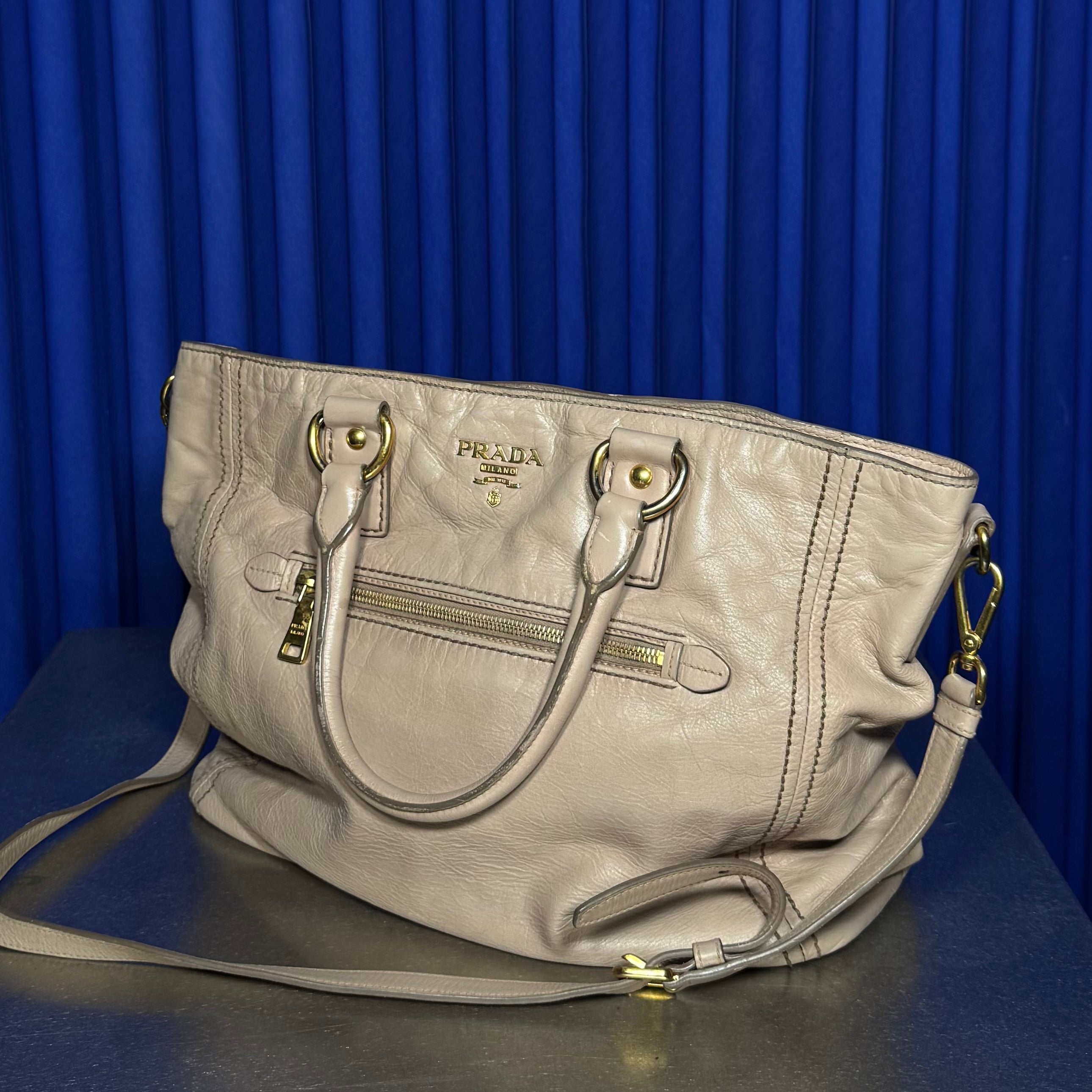 PRADA VITELLO DIANO LEATHER SATCHEL BAG