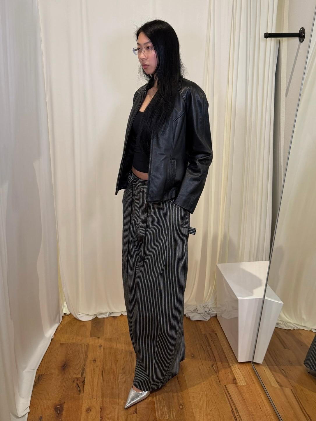 Free Market Roof pinstriped Cotton Wide Pants