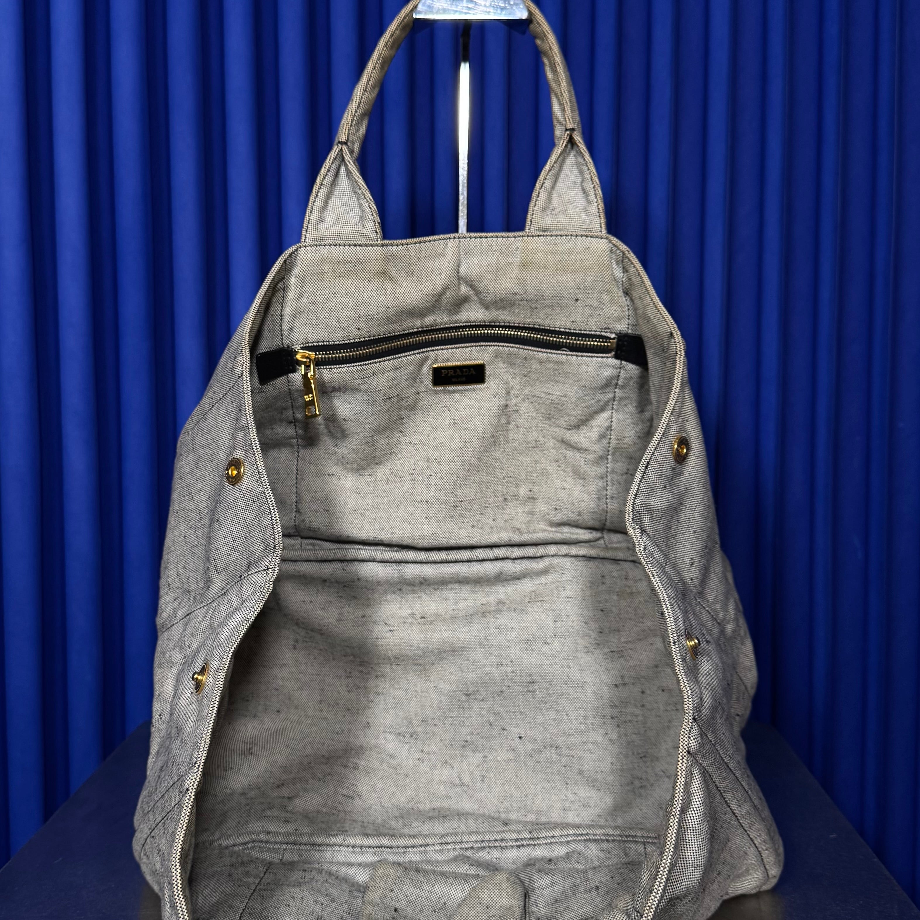 PRADA CANAPA DENIM TOTE BAG