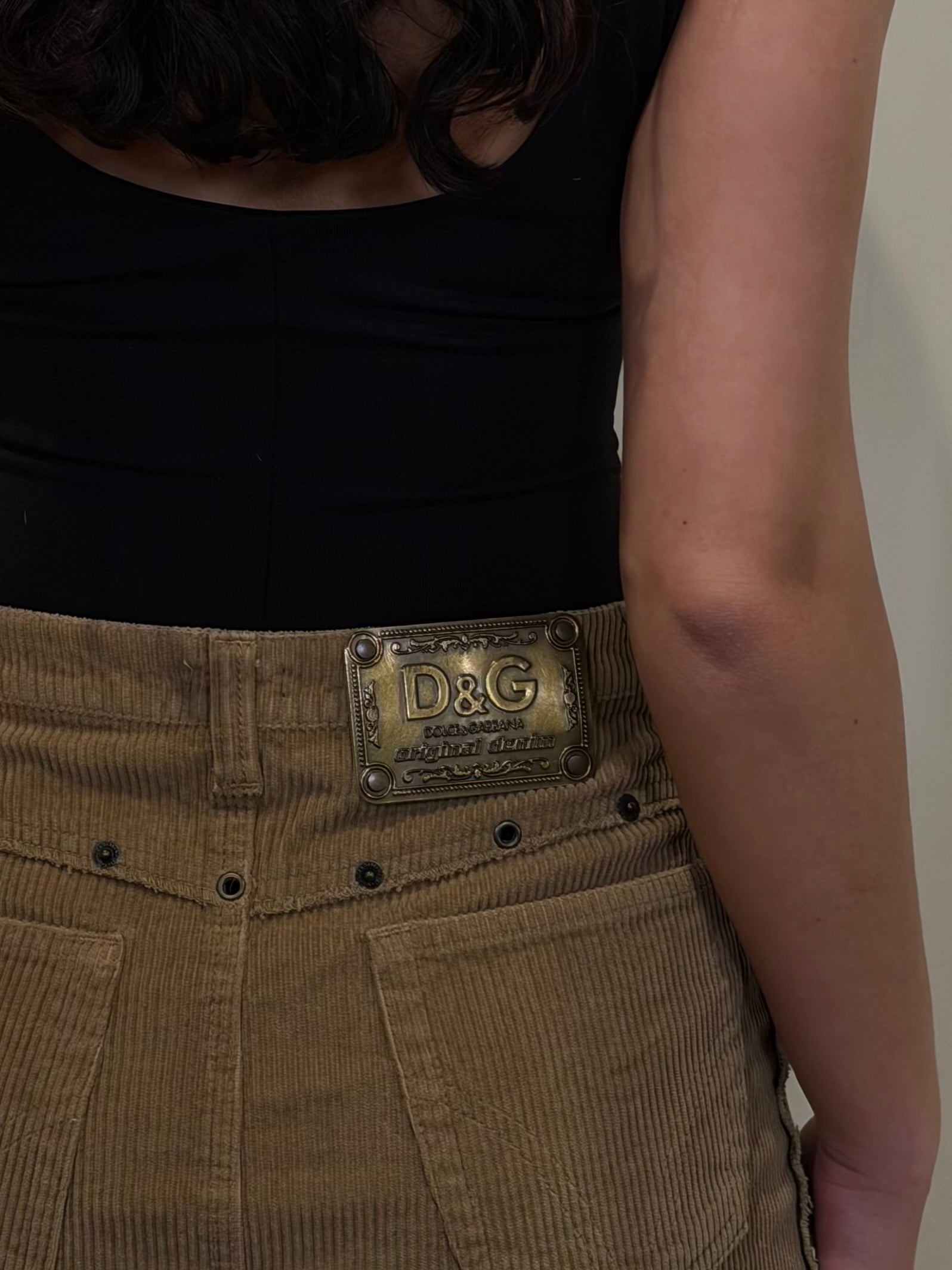 DOLCE & GABANNA CORDUROY MIDI SKIRT