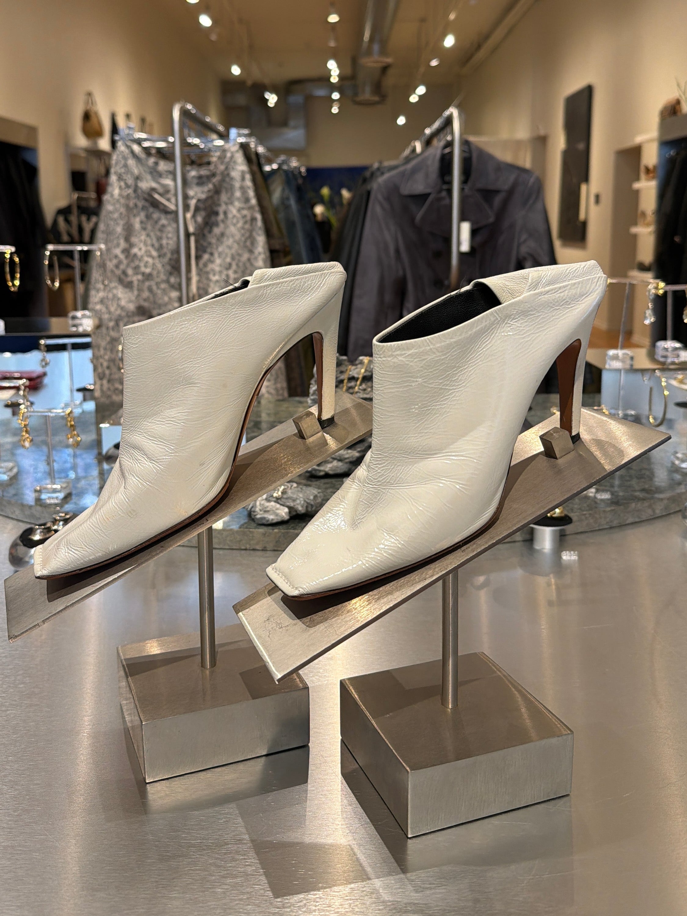 BALENCIAGA LEATHER SQUARE TOE BOOTIES