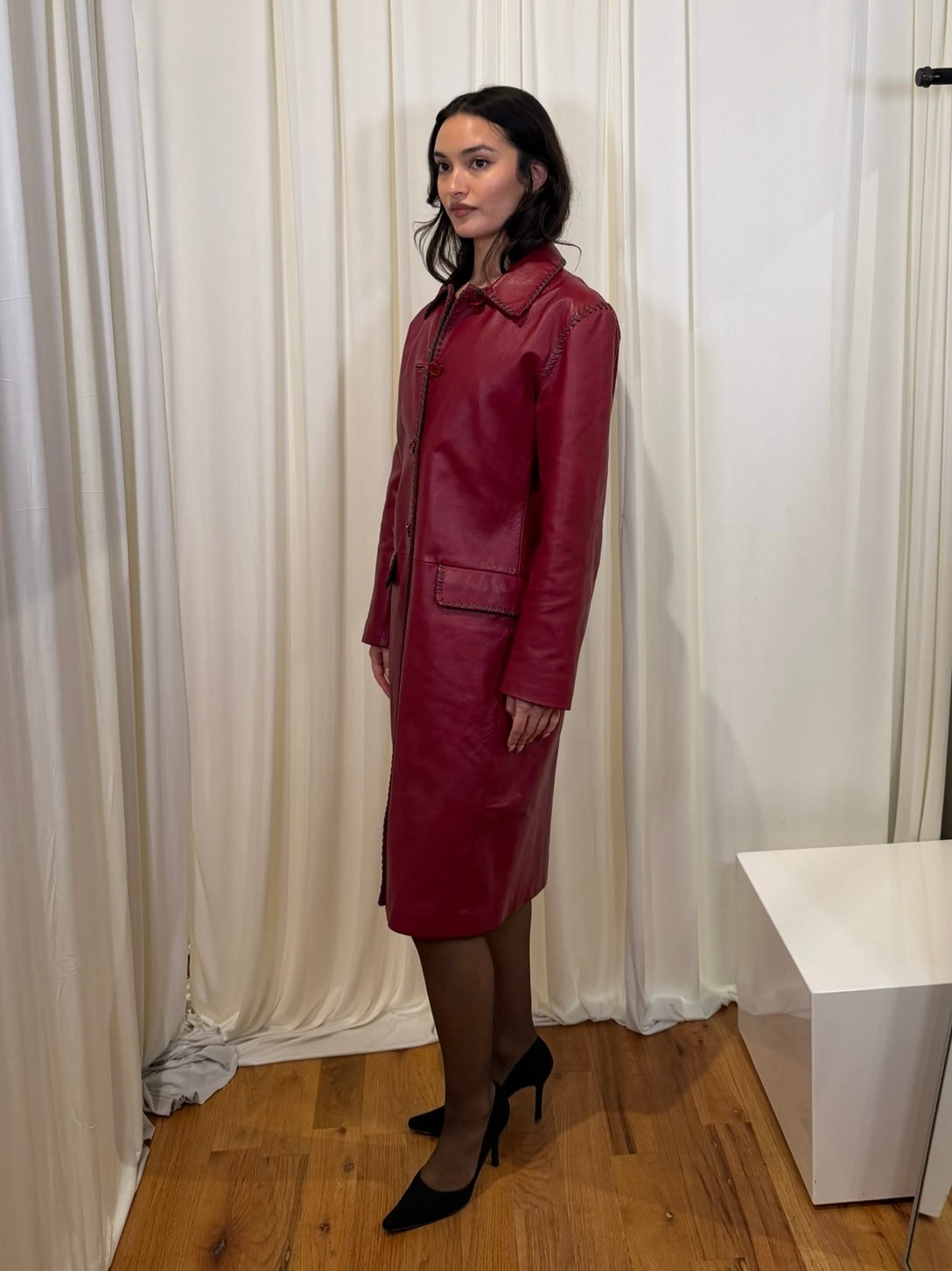 Bagatelle Red Leather Coat