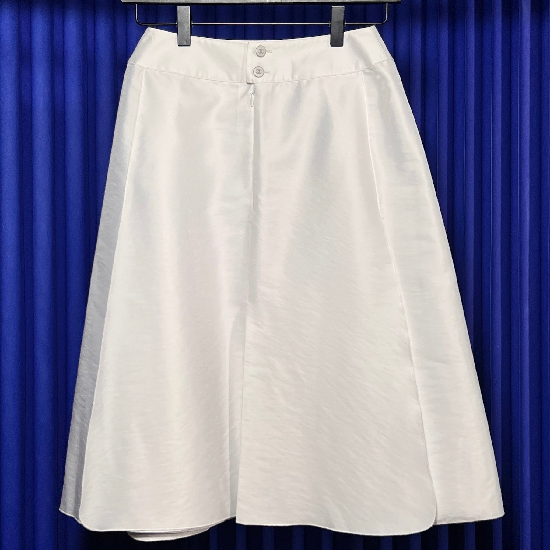 CHANEL WHITE A-LINE MIDI SKIRT
