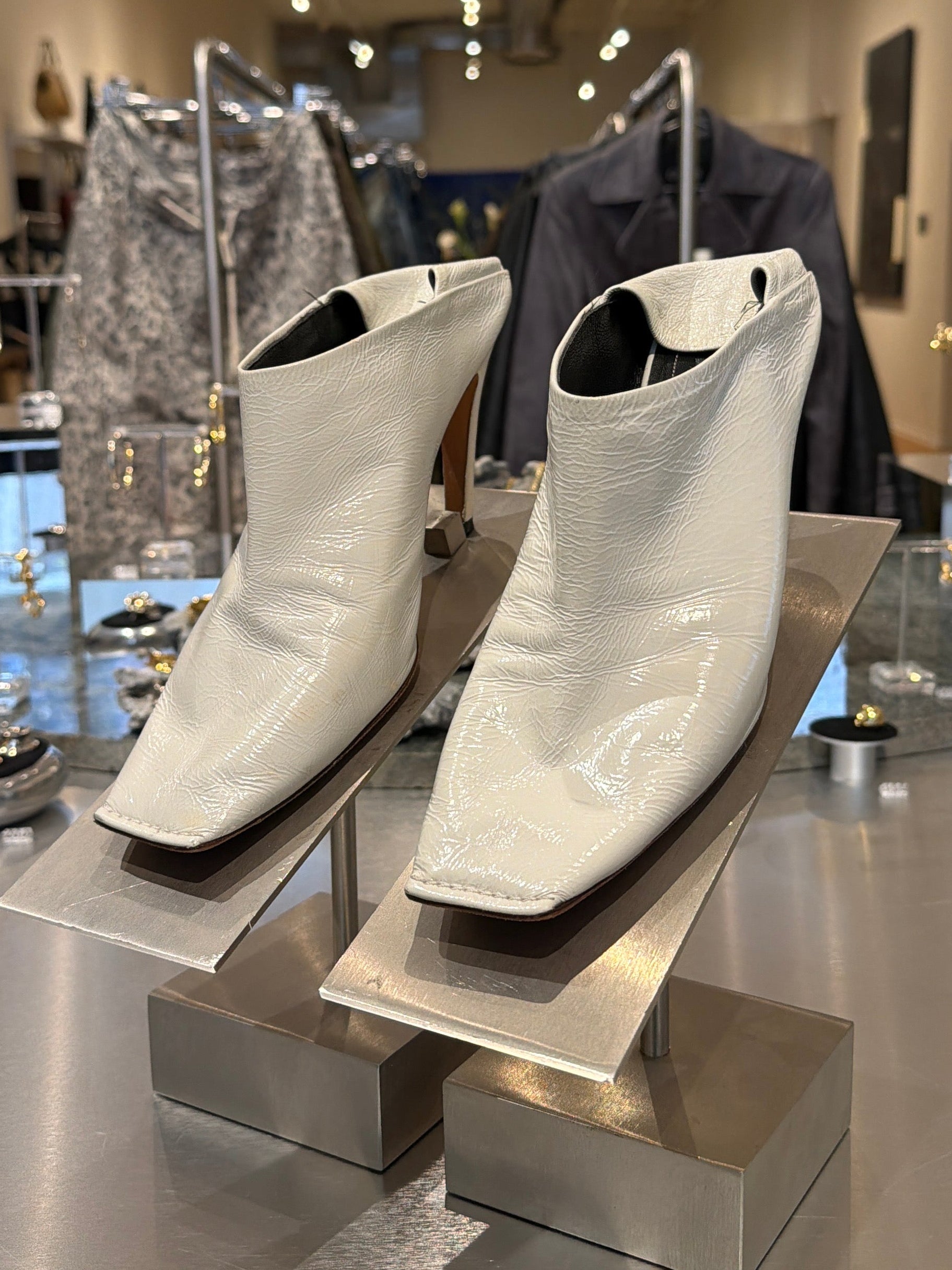 BALENCIAGA LEATHER SQUARE TOE BOOTIES