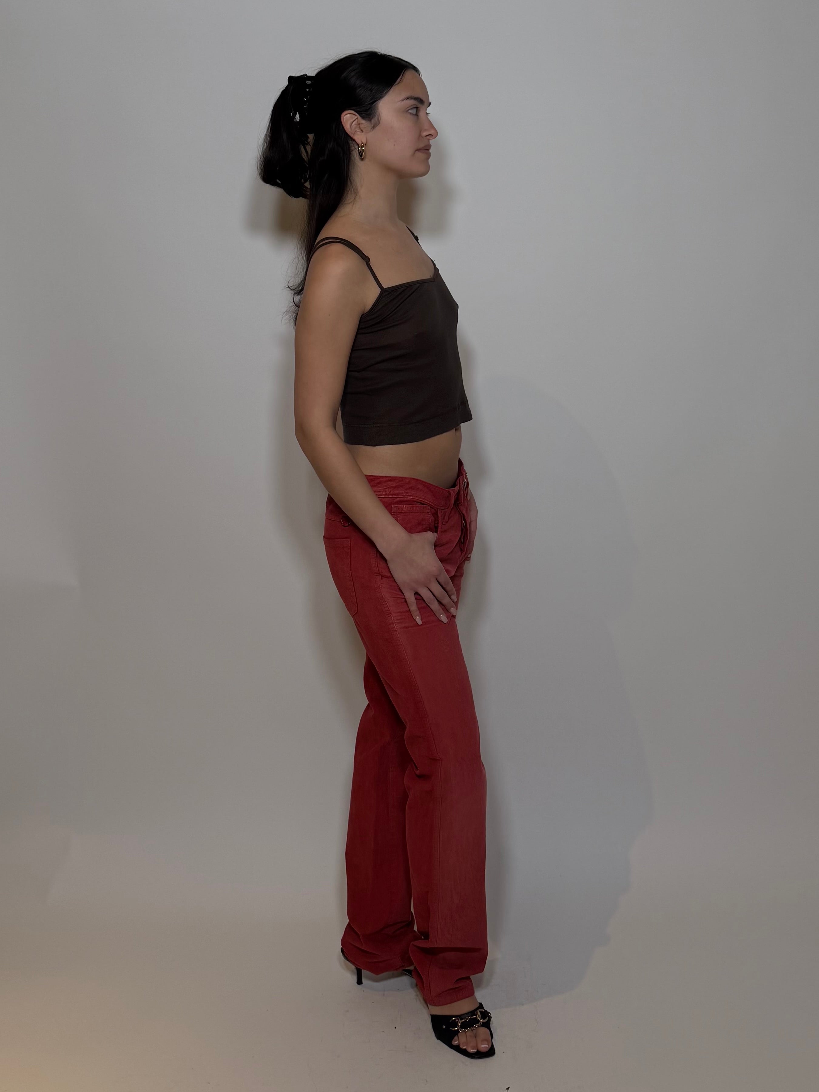 Gucci Corduroy Red Straight Pants
