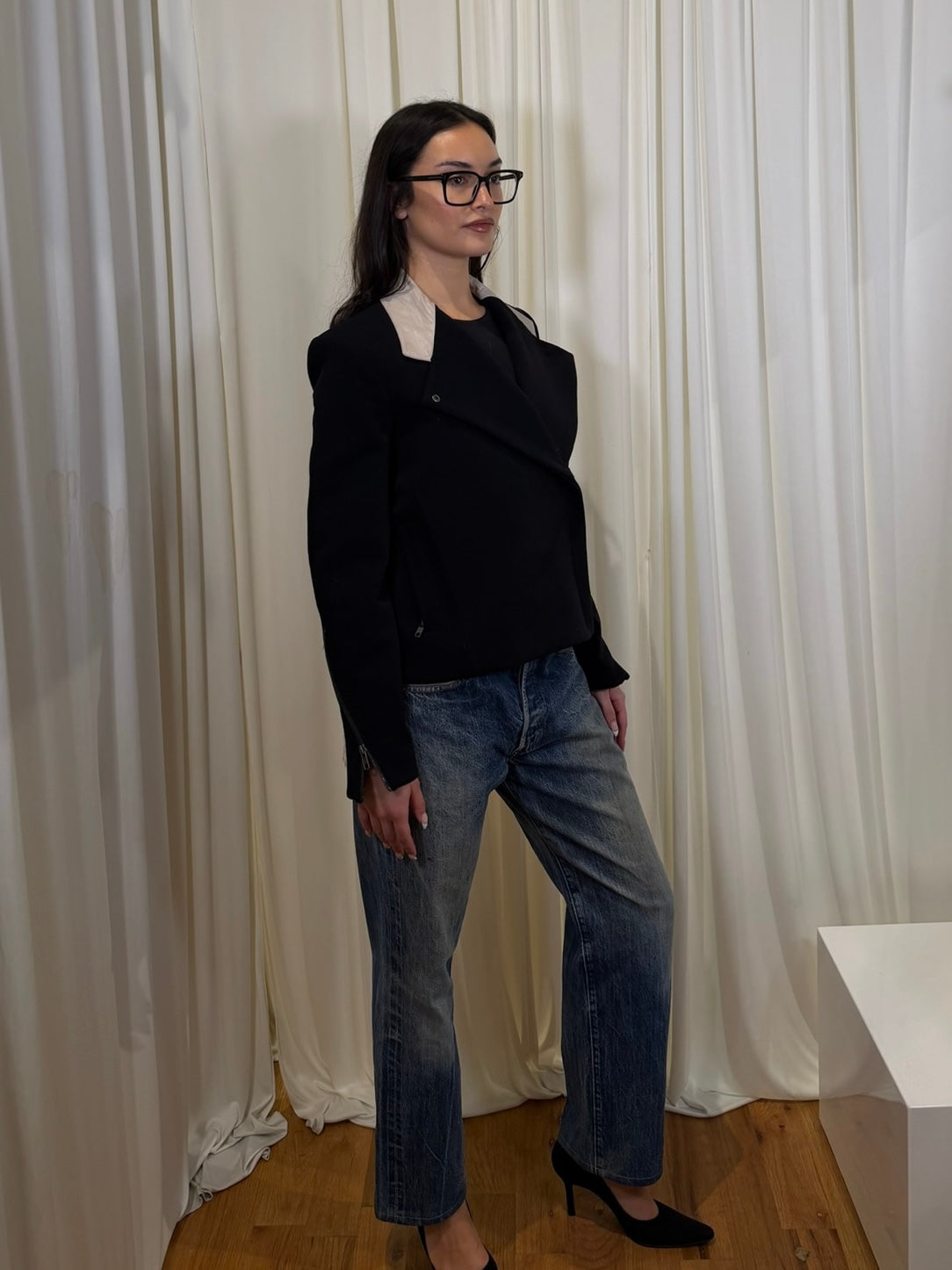 Helmut Lang Cotton Blend Moto Style Jacket