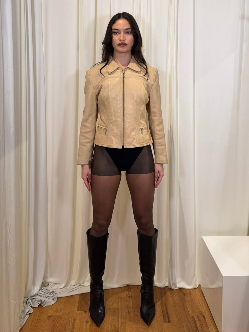 ID Collection Cream Leather Jacket