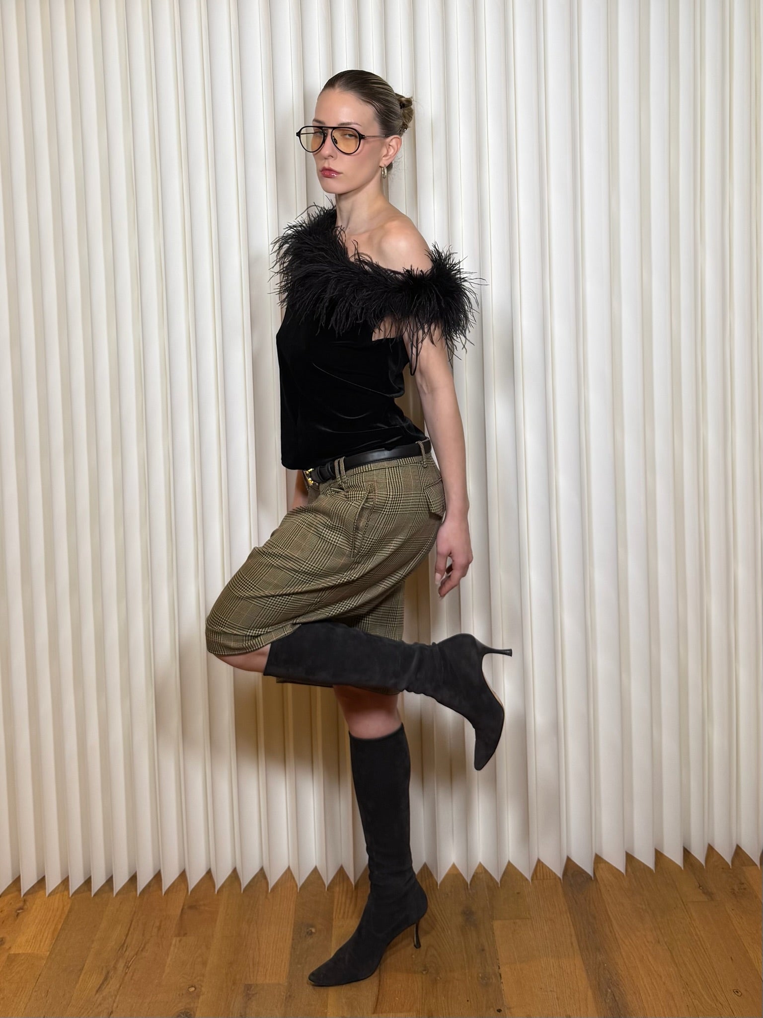 Maison Margiela Pleated Tartan Plaid Shorts