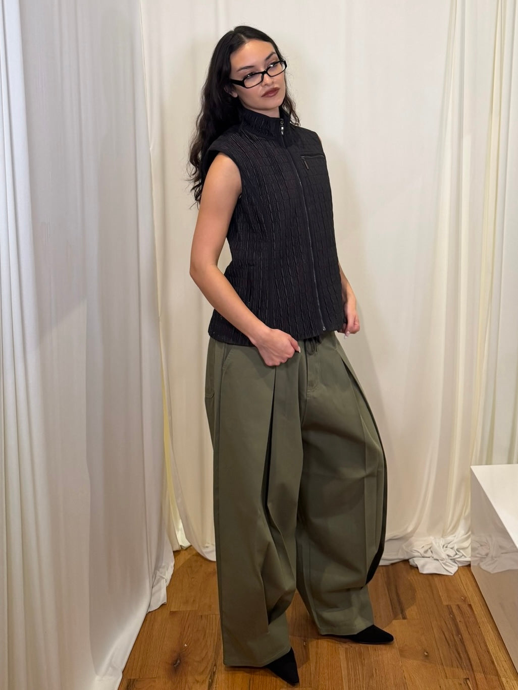 Free Market Box Pleated Wide Pants