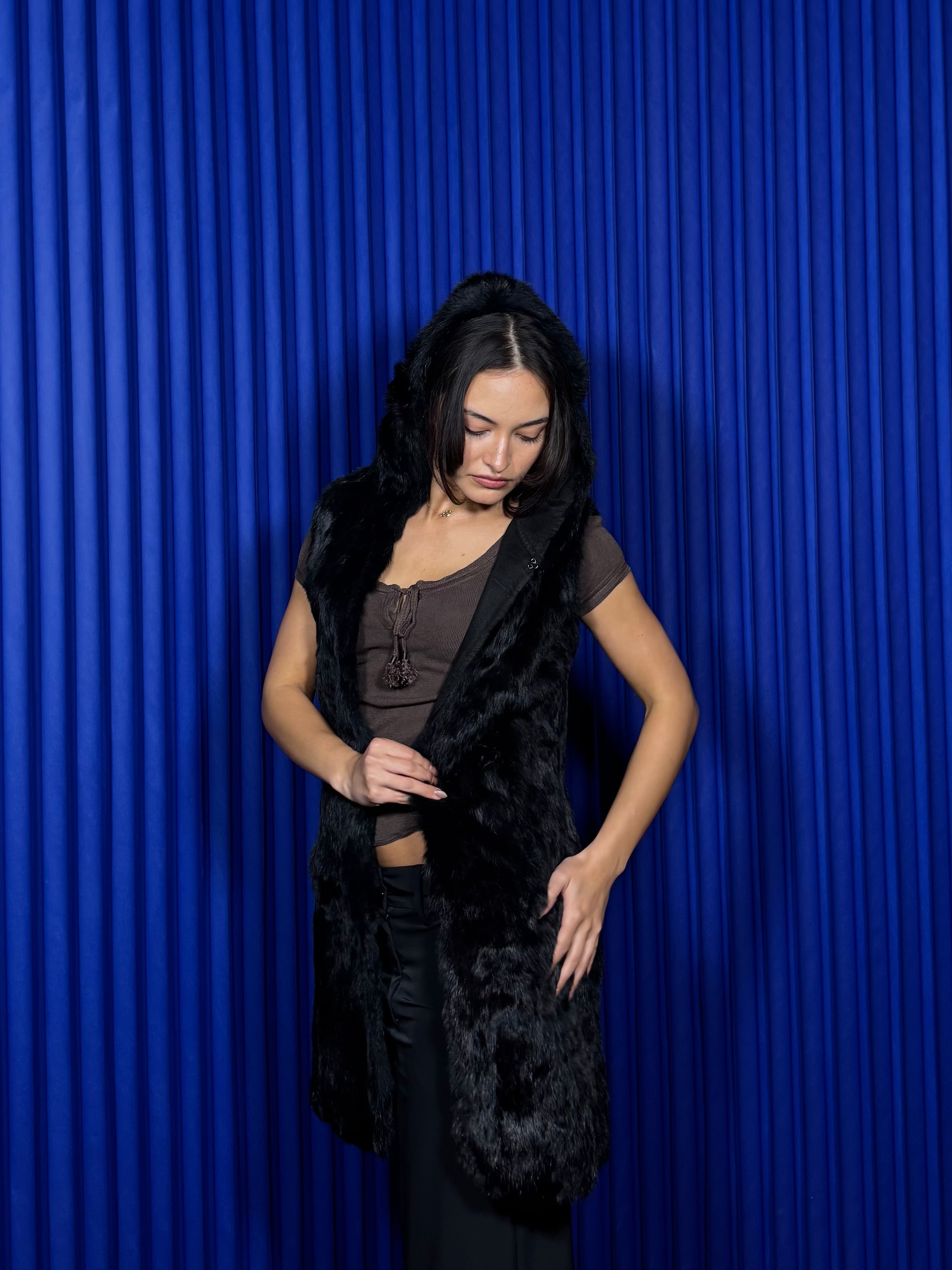 Wufunaozi Rabbit Fur Vest ‘Black’