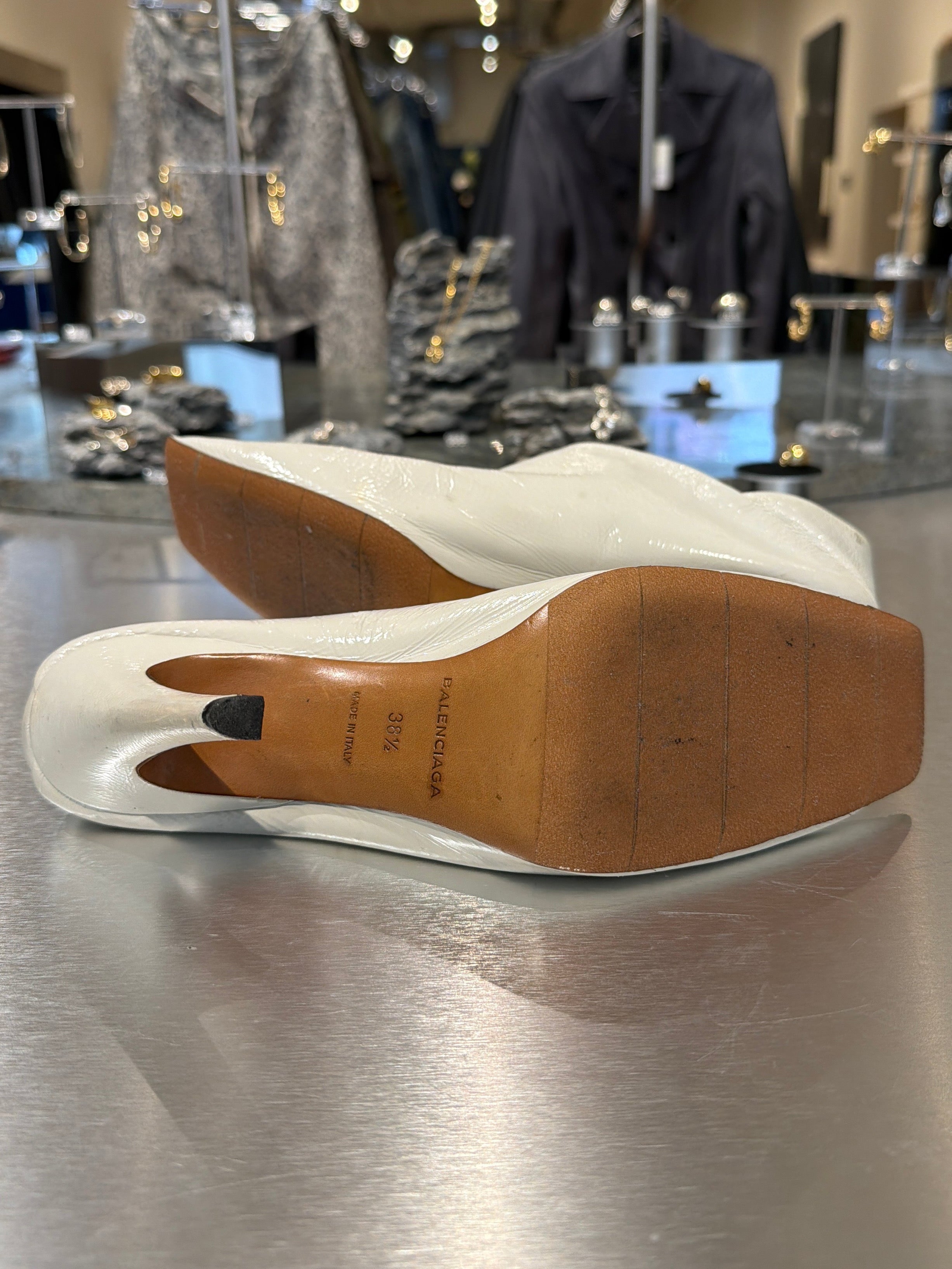BALENCIAGA LEATHER SQUARE TOE BOOTIES
