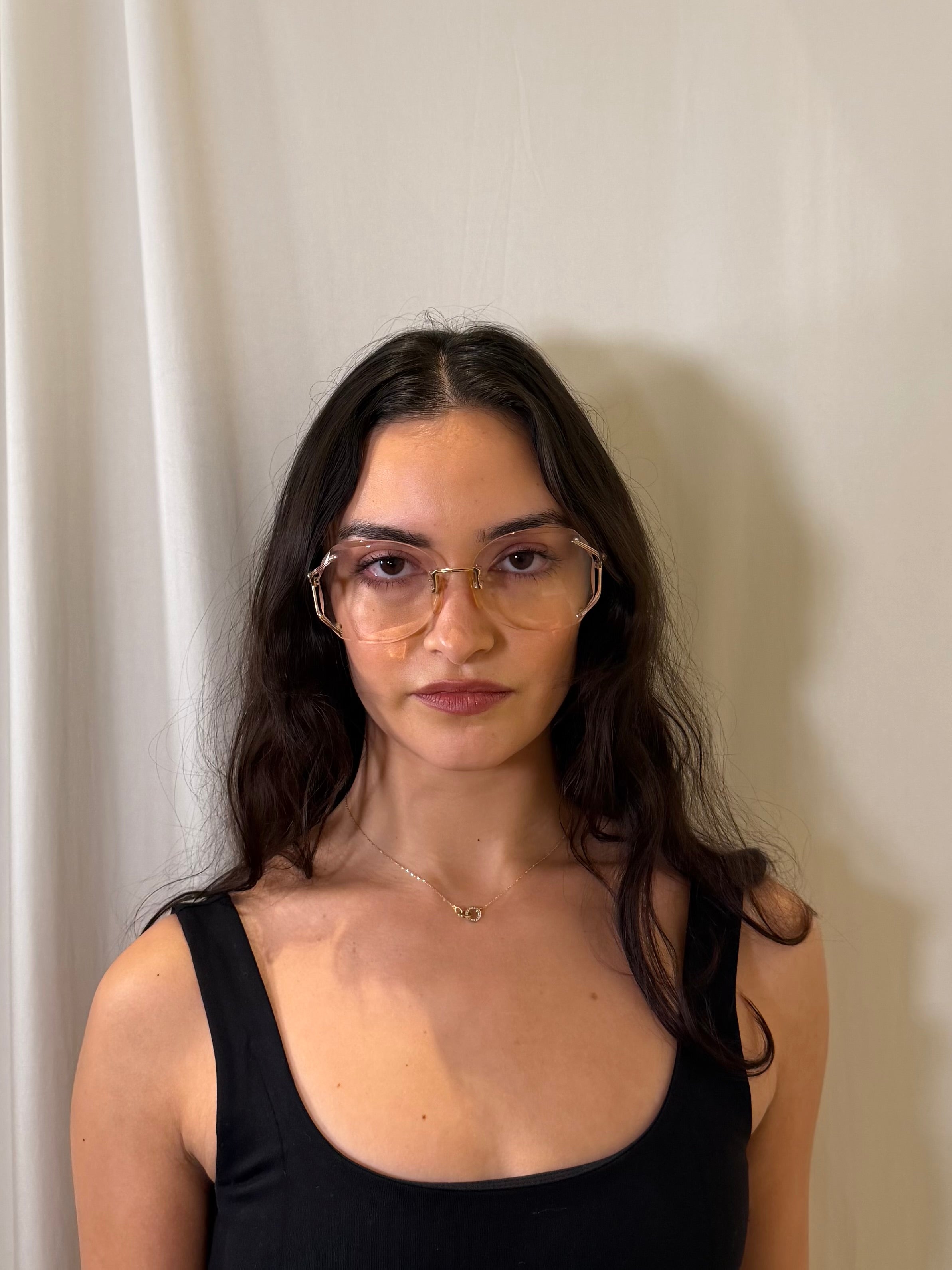 Vintage YSL Amber/Rose Colored Rimless Sunglasses