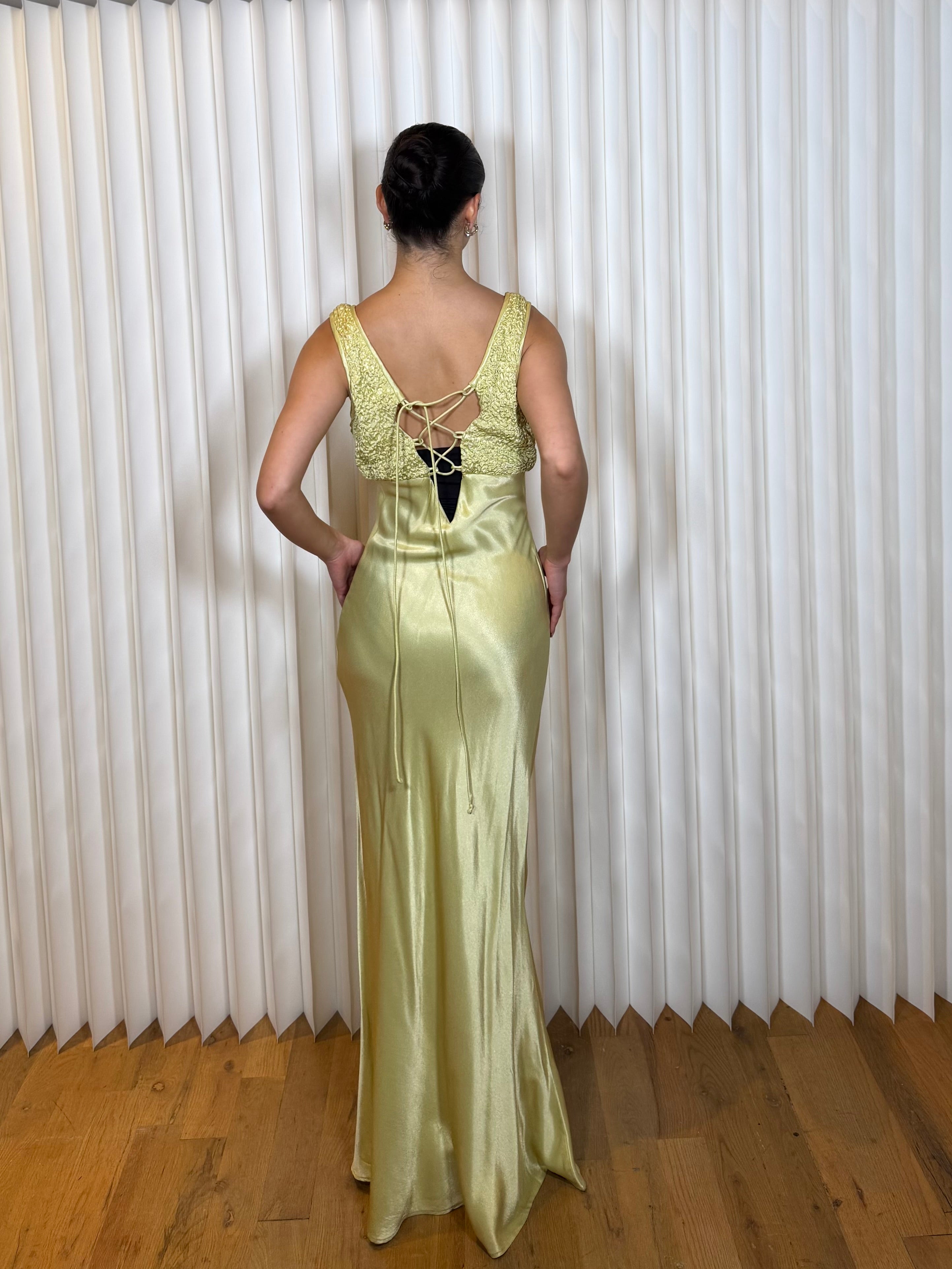Cache Yellow Satin Gown