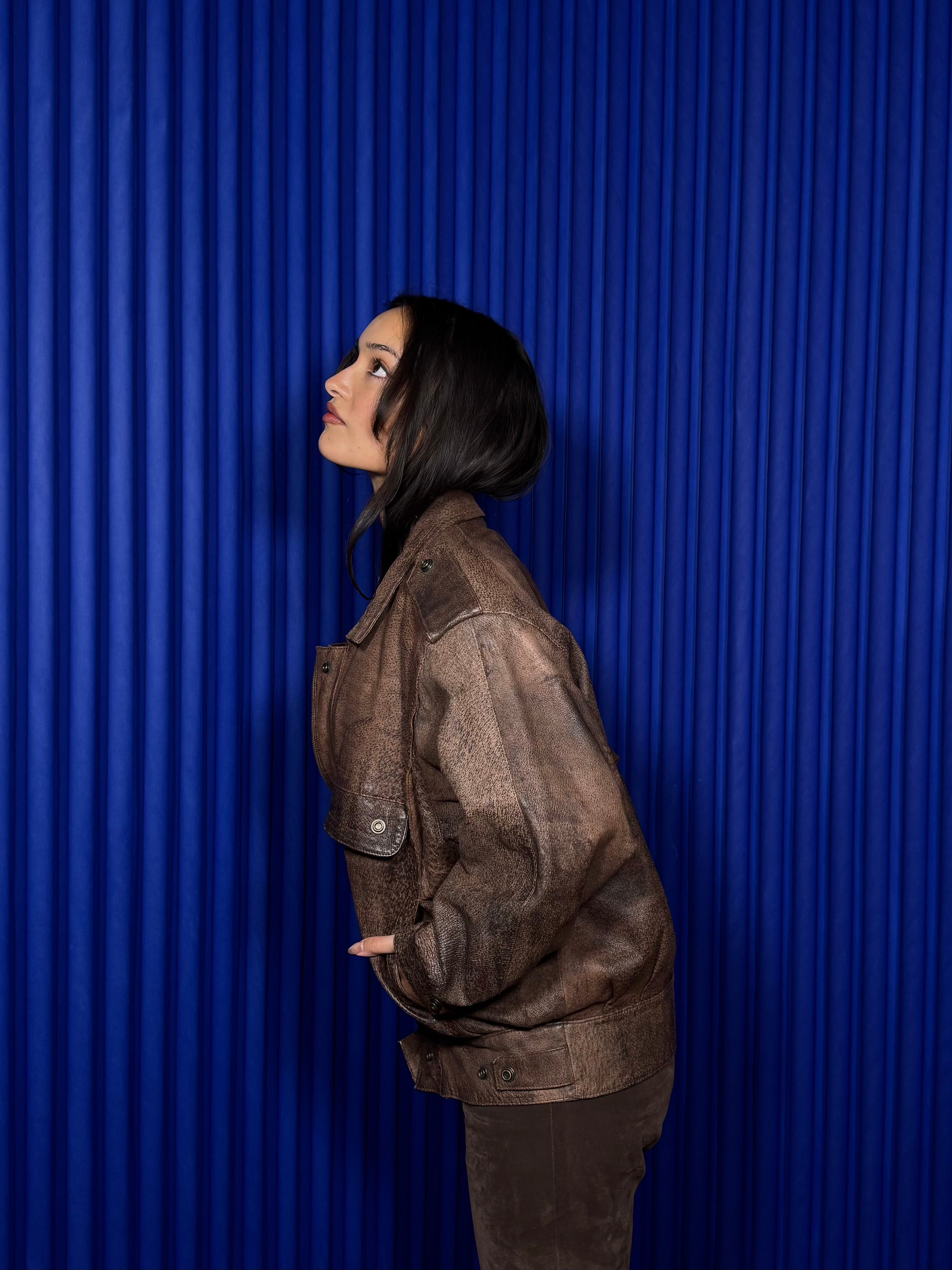 Adventure Bound Brown Leather Bomber