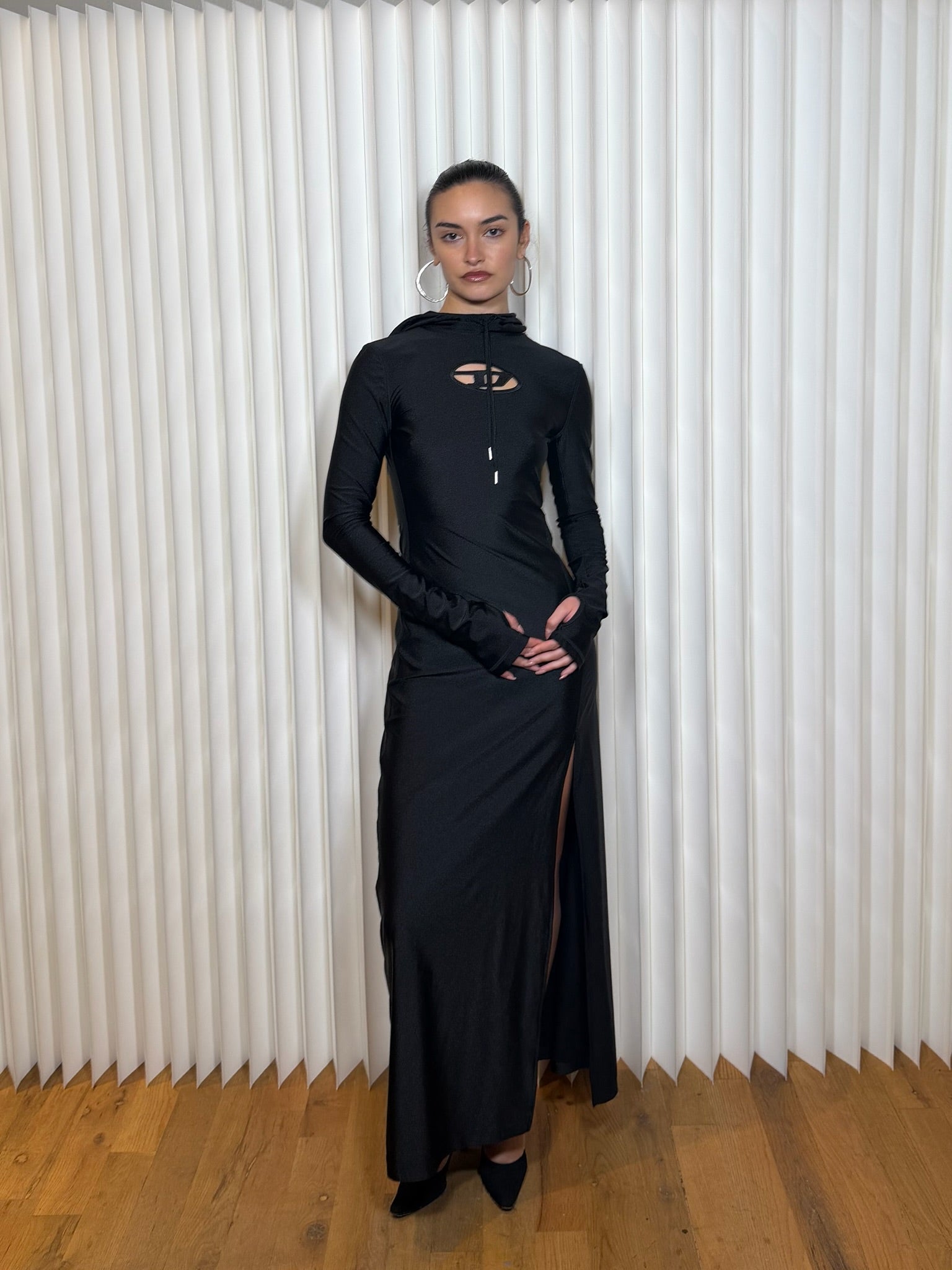 Diesel Black Hooded Maxi Dress