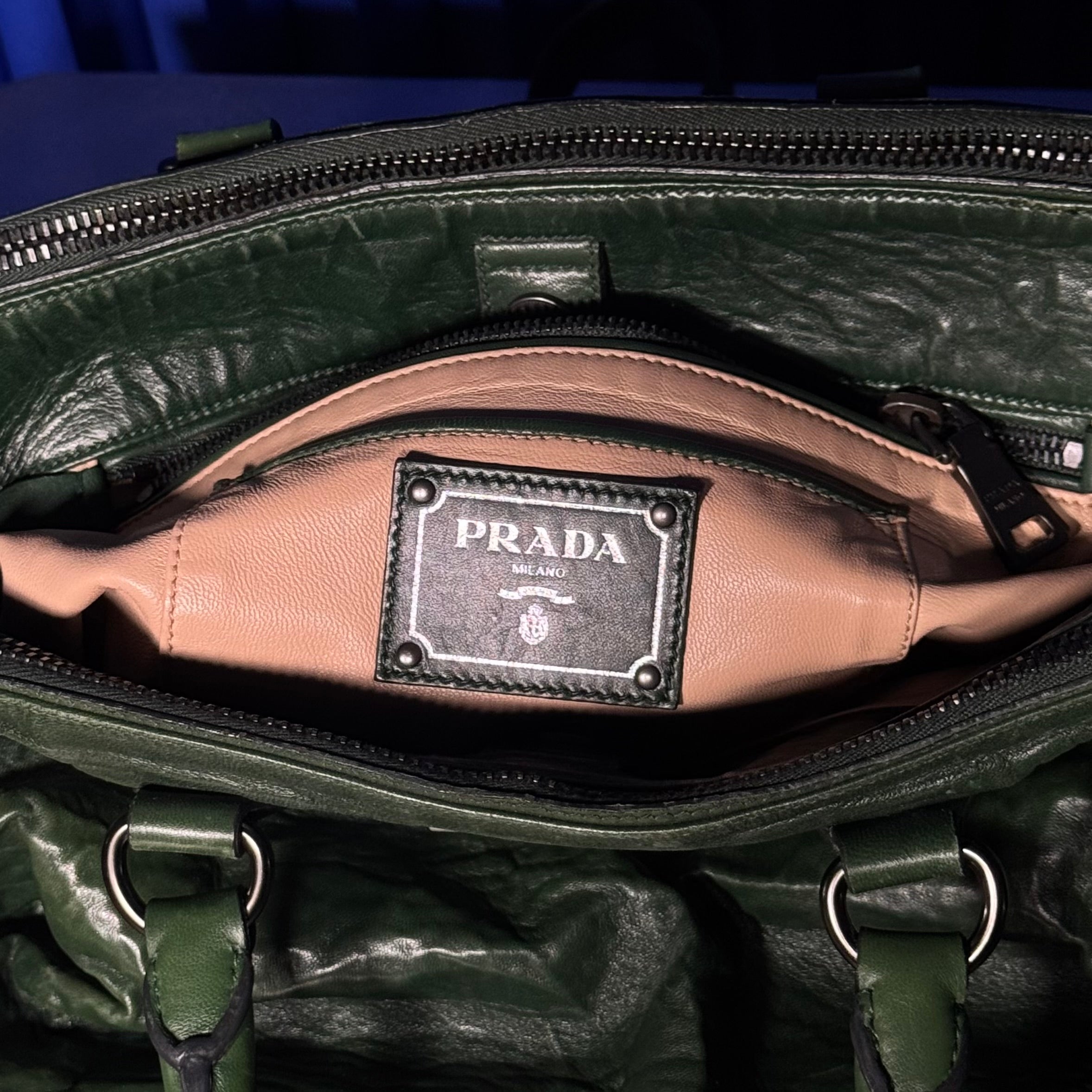 PRADA NAPPA ANTIQUE GALLERIA DOUBLE ZIP TOTE