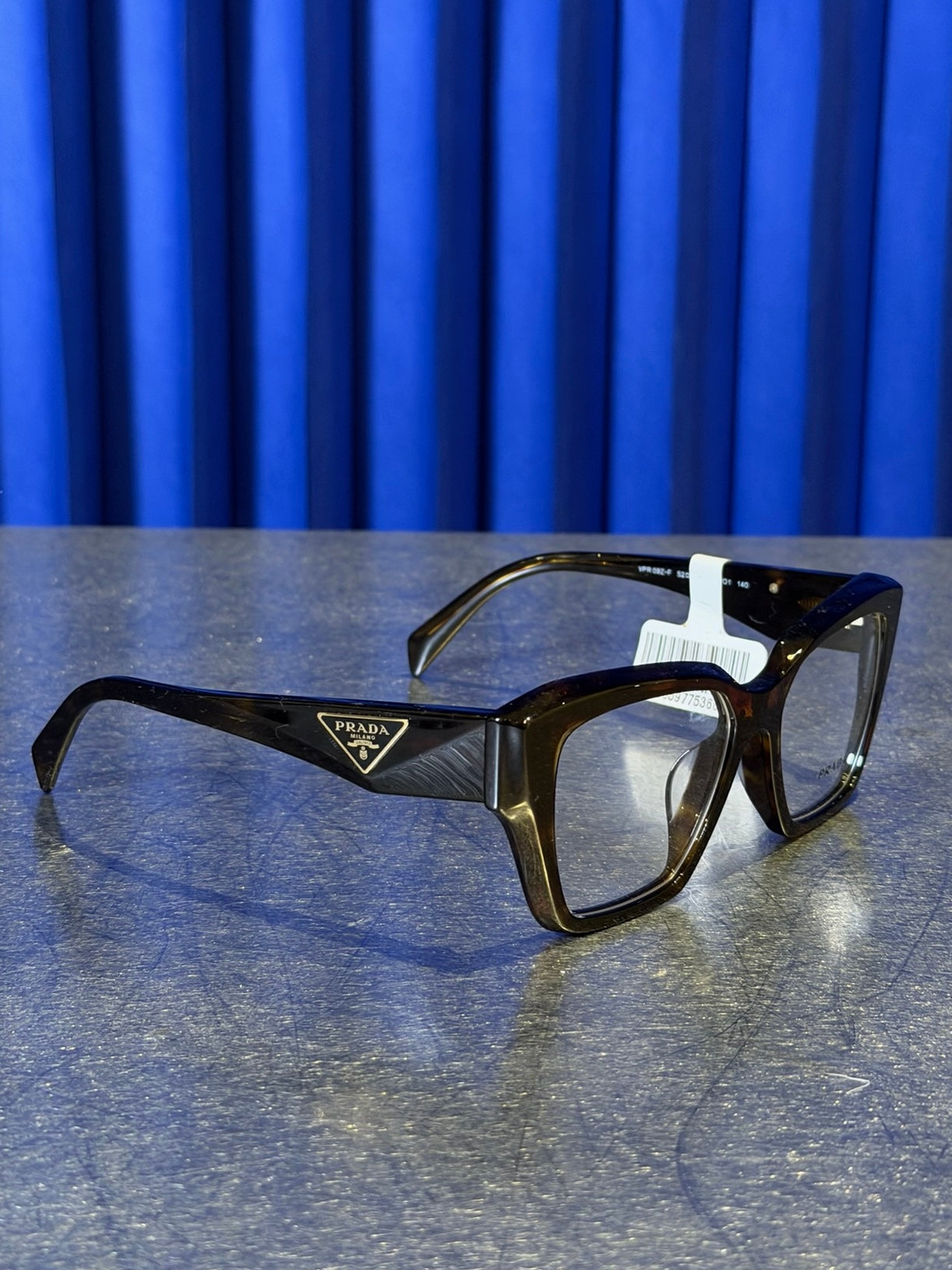 PRADA OPR 09ZVF EYEGLASSES ‘MARBLE BROWN’