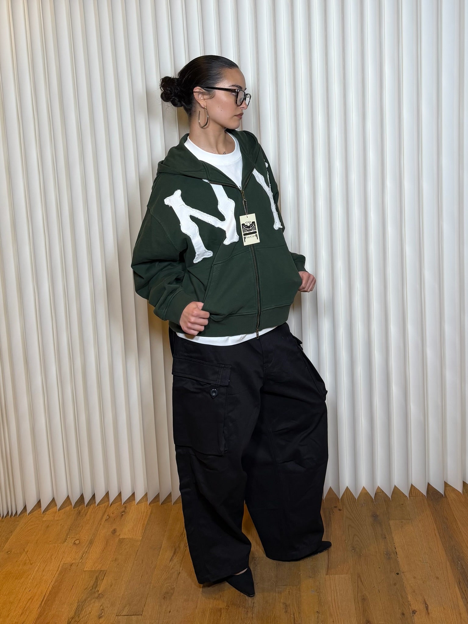 Casa De Lipa Dark Green NY Zip Up Hoodie