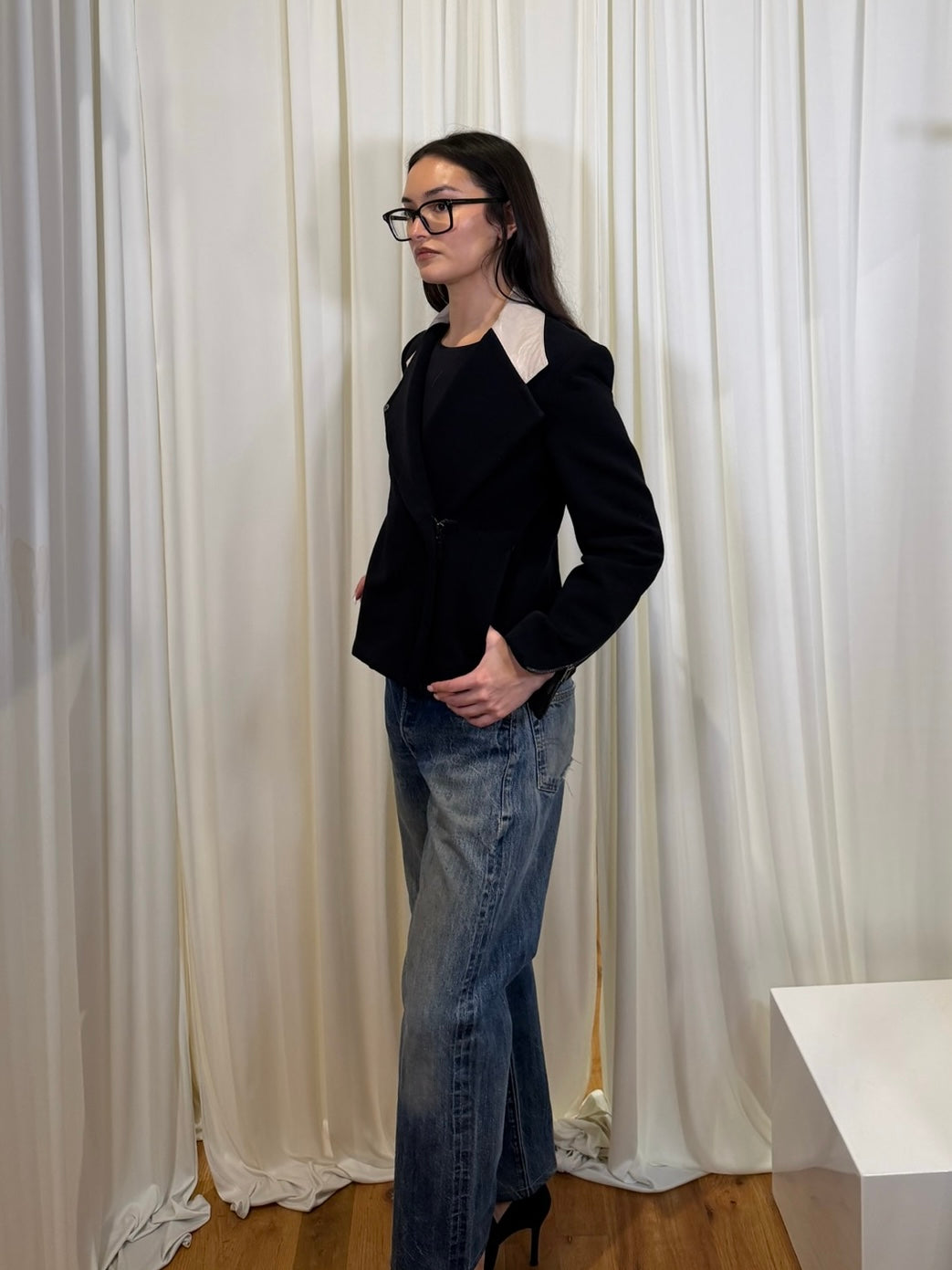 Helmut Lang Cotton Blend Moto Style Jacket