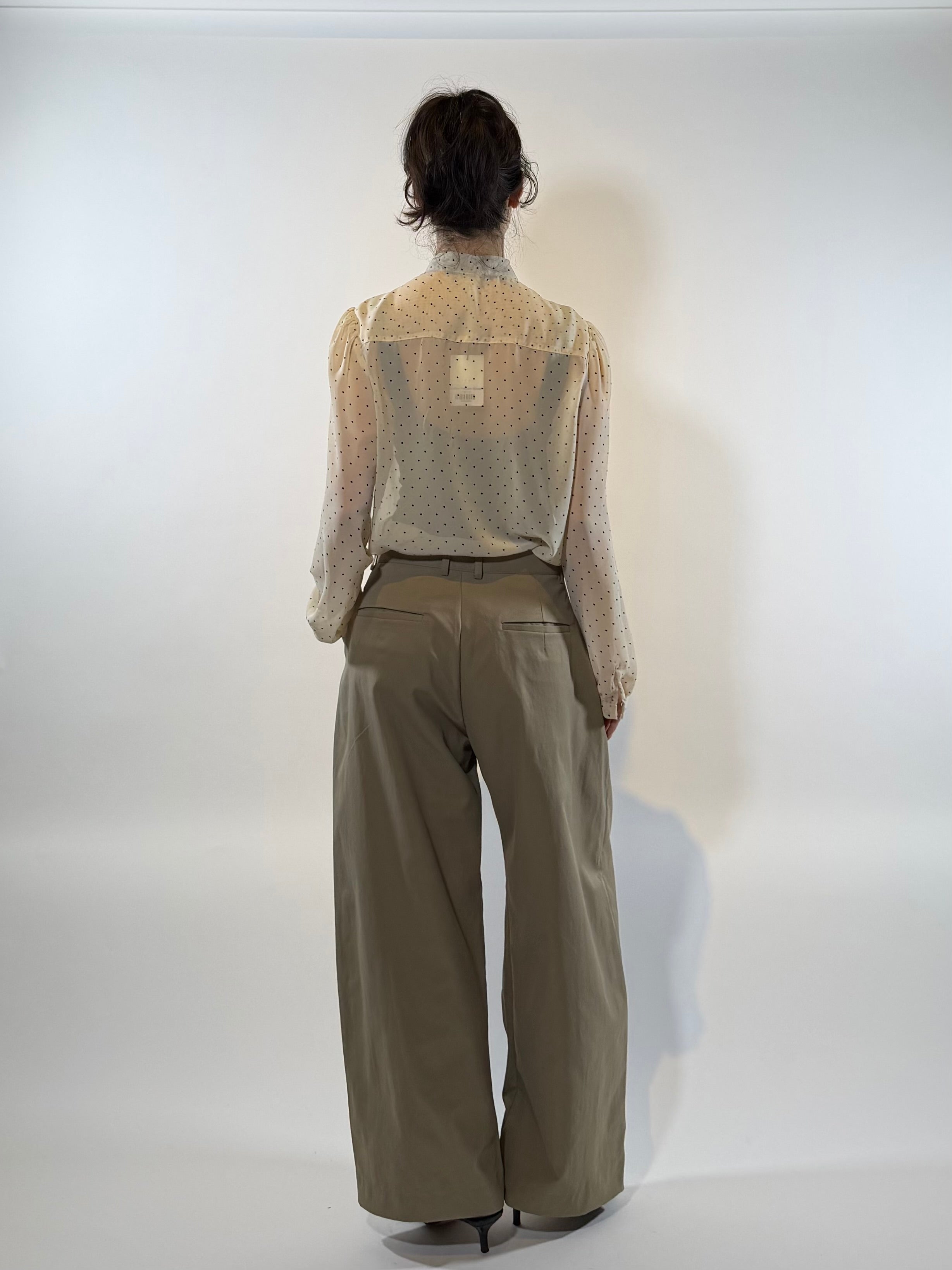 Free Market Fleur Beige Pleated Wide Pants