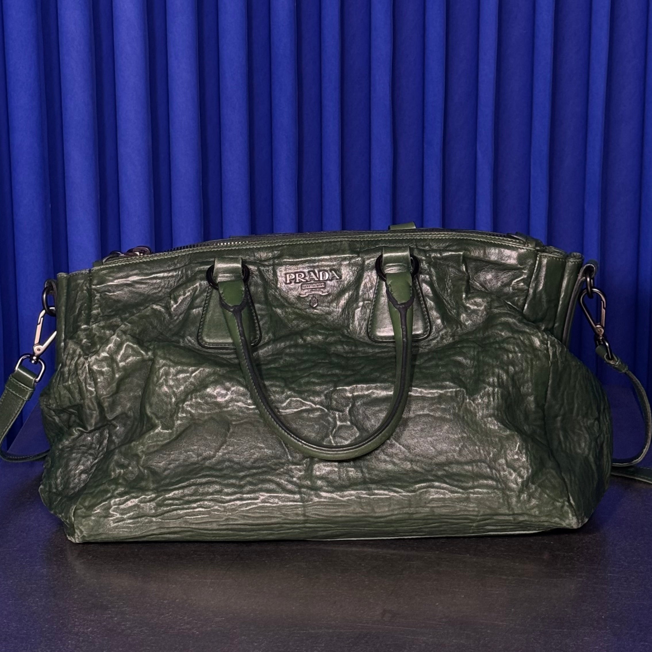 PRADA NAPPA ANTIQUE GALLERIA DOUBLE ZIP TOTE