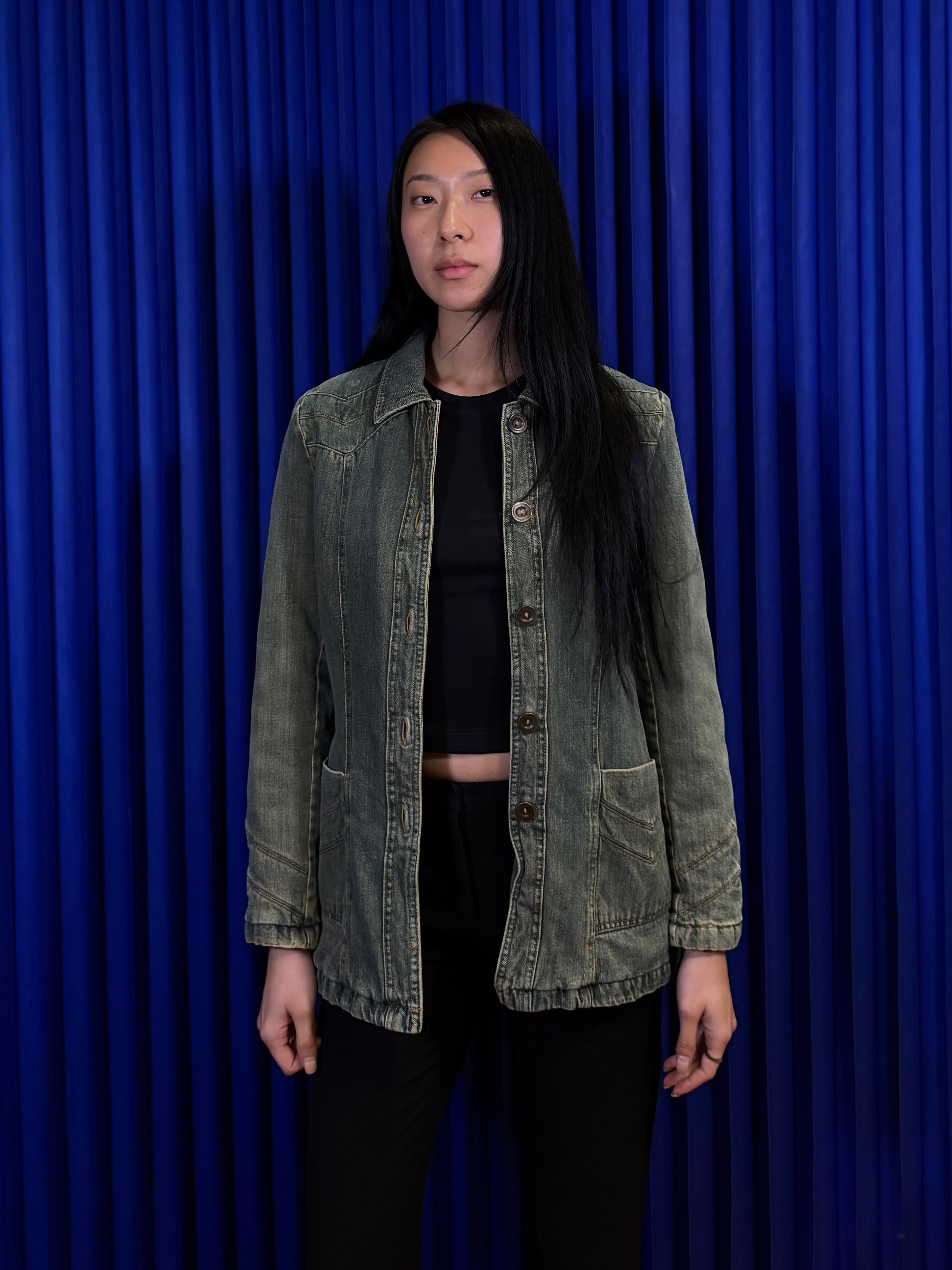 VINTAGE WASHED PADDED DENIM JACKET