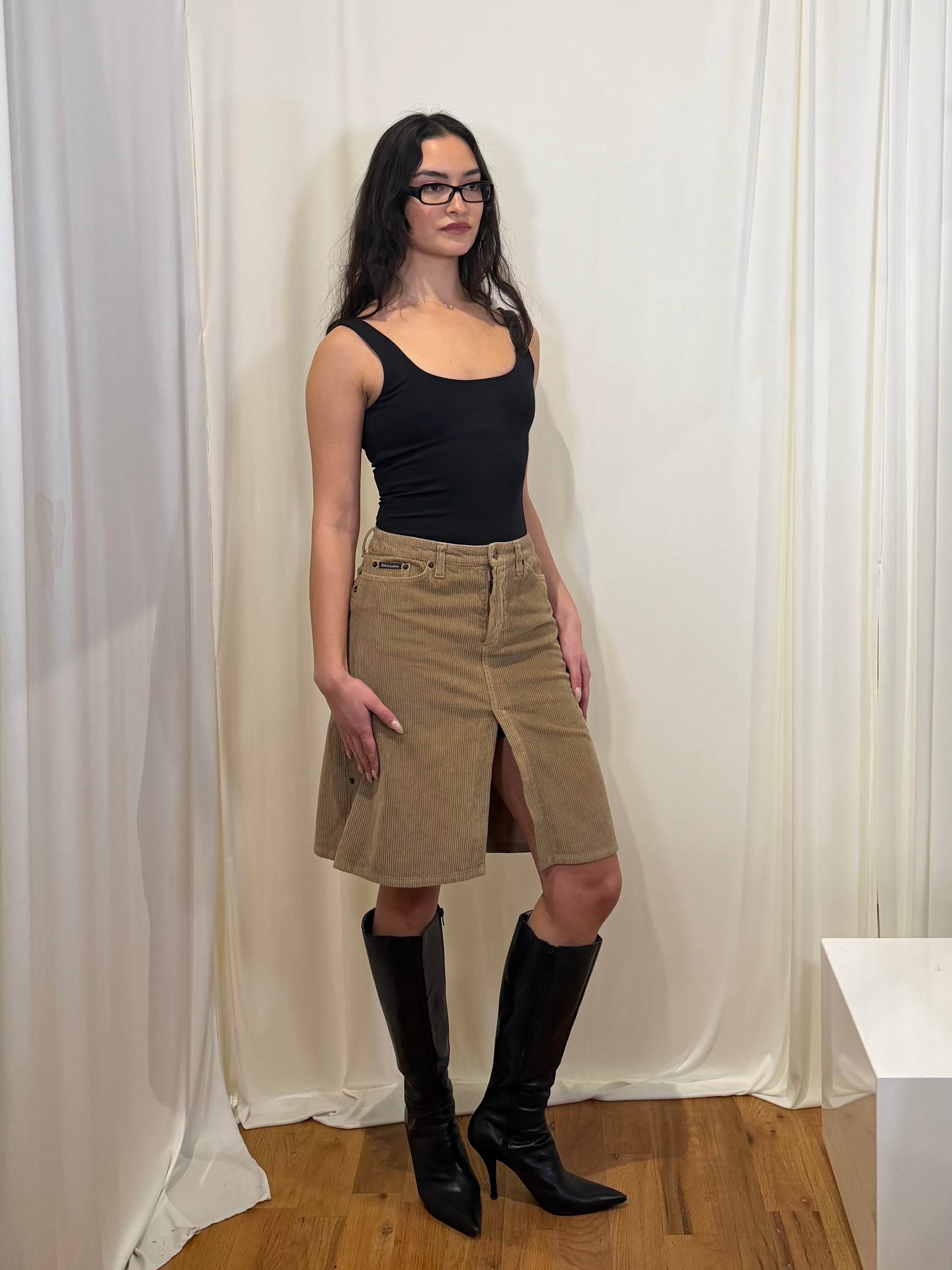 DOLCE & GABANNA CORDUROY MIDI SKIRT