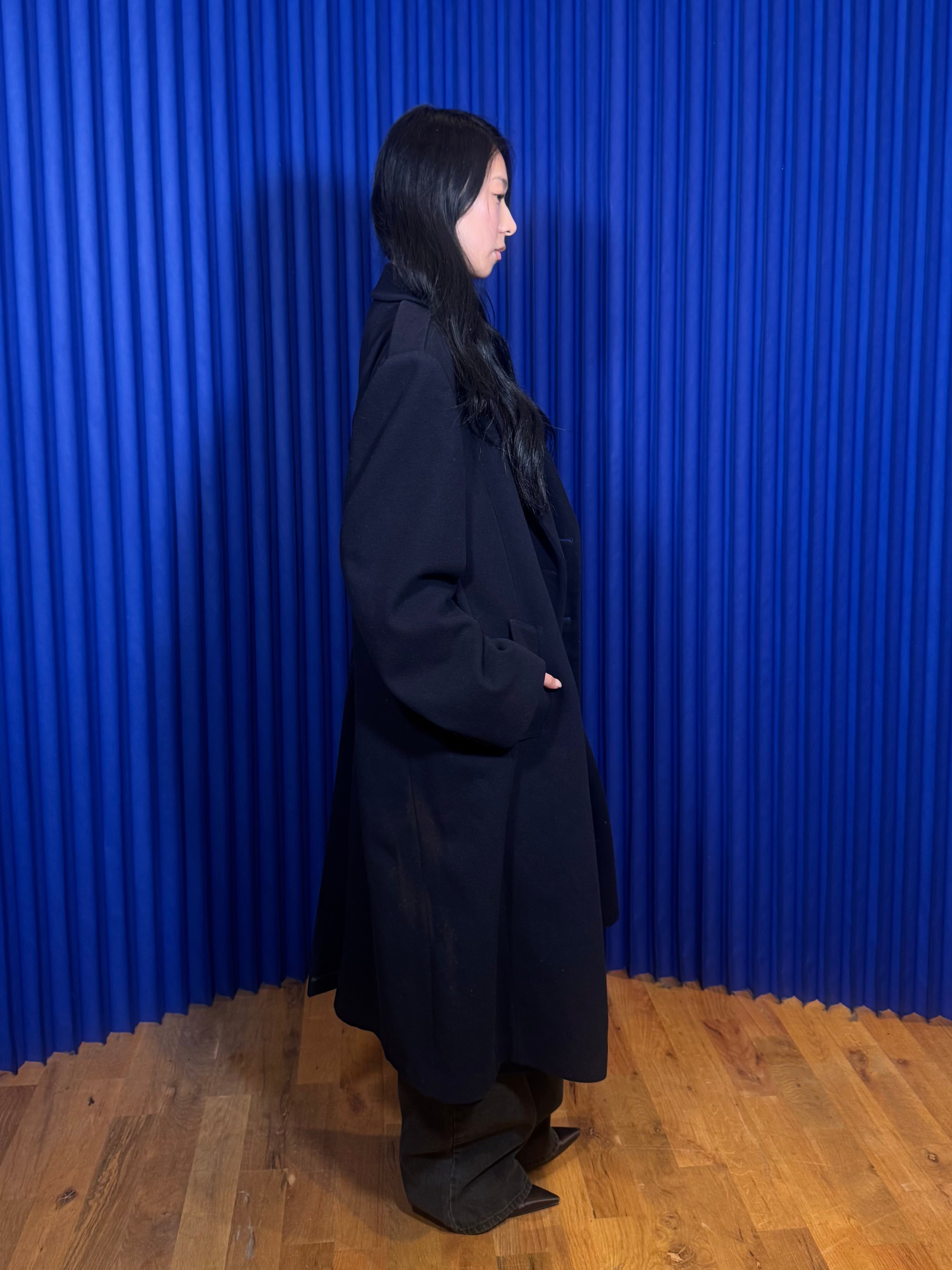 Navy Blue Wool Trench
